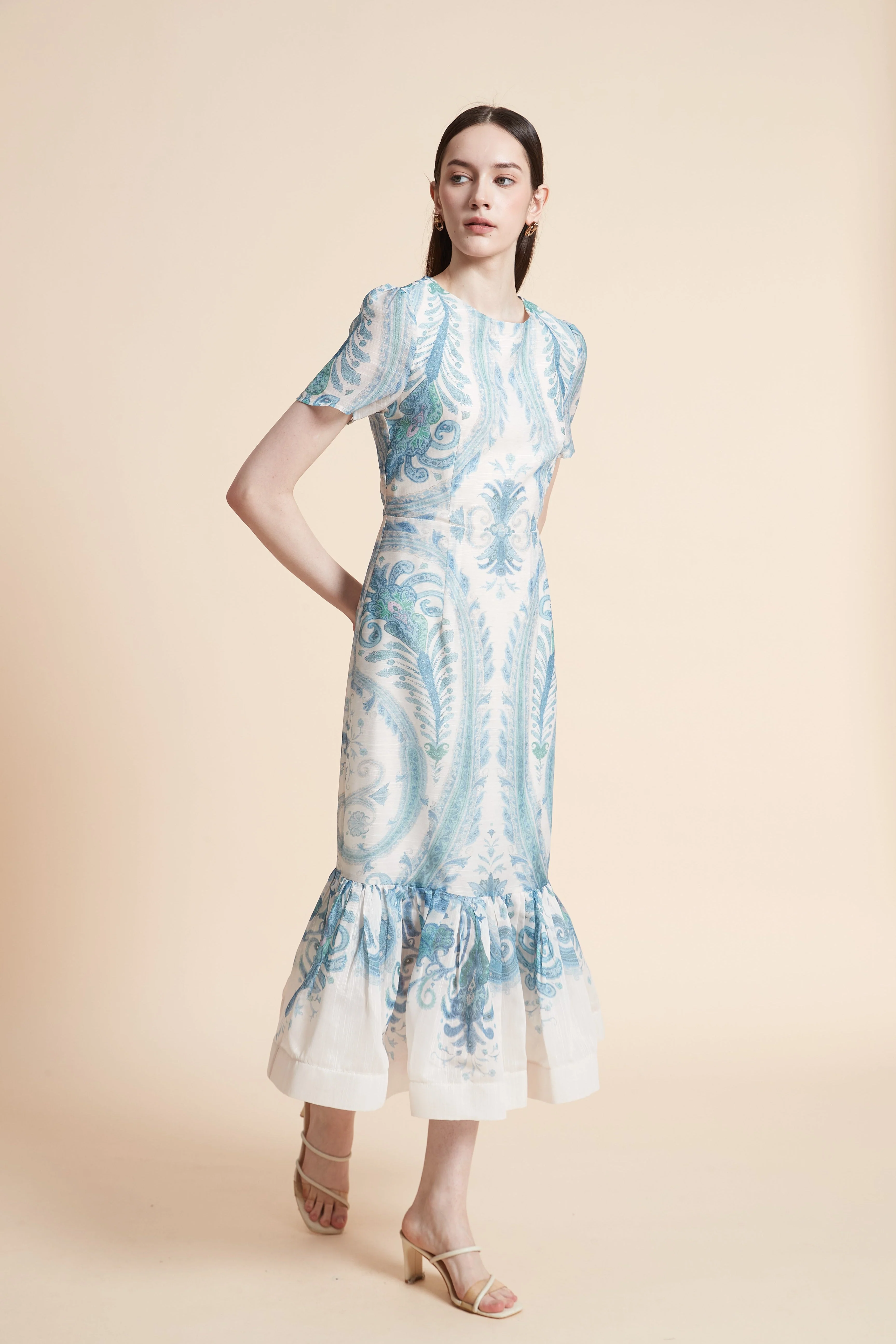 Short Sleeve Printed Midi Dress - Image 2