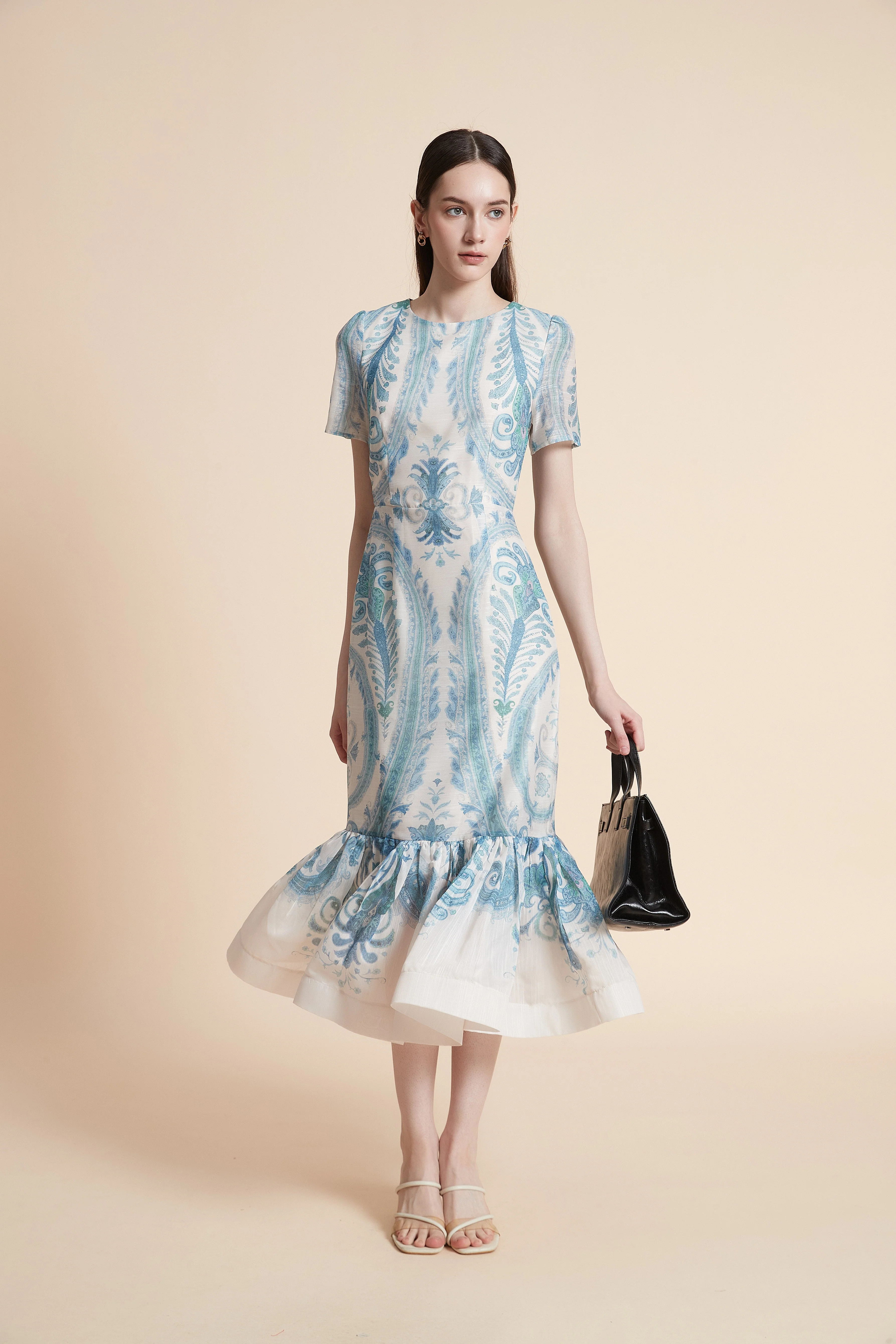Short Sleeve Printed Midi Dress - Image 3