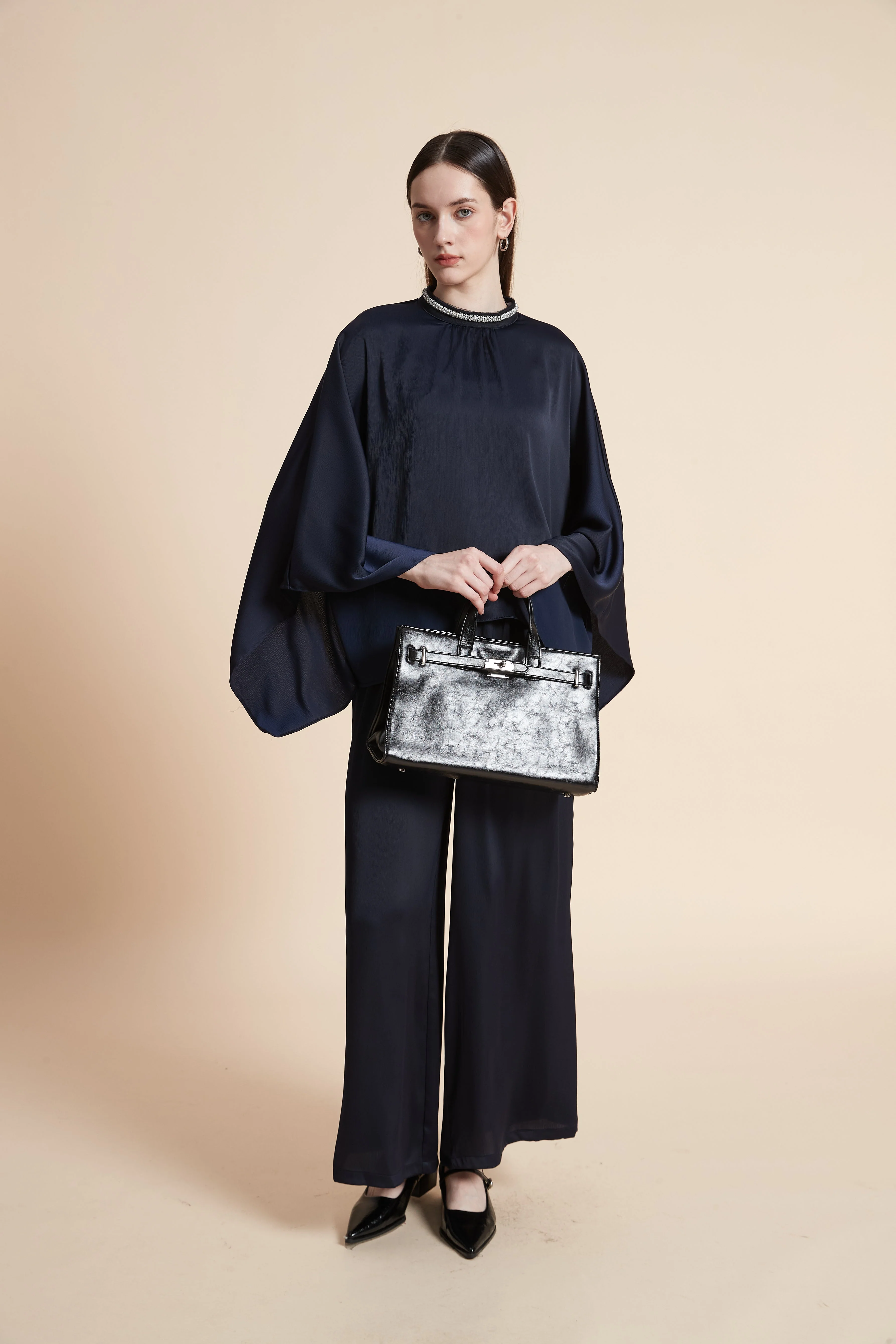 Solid Color Butterfly Sleeve Blouse - Image 2