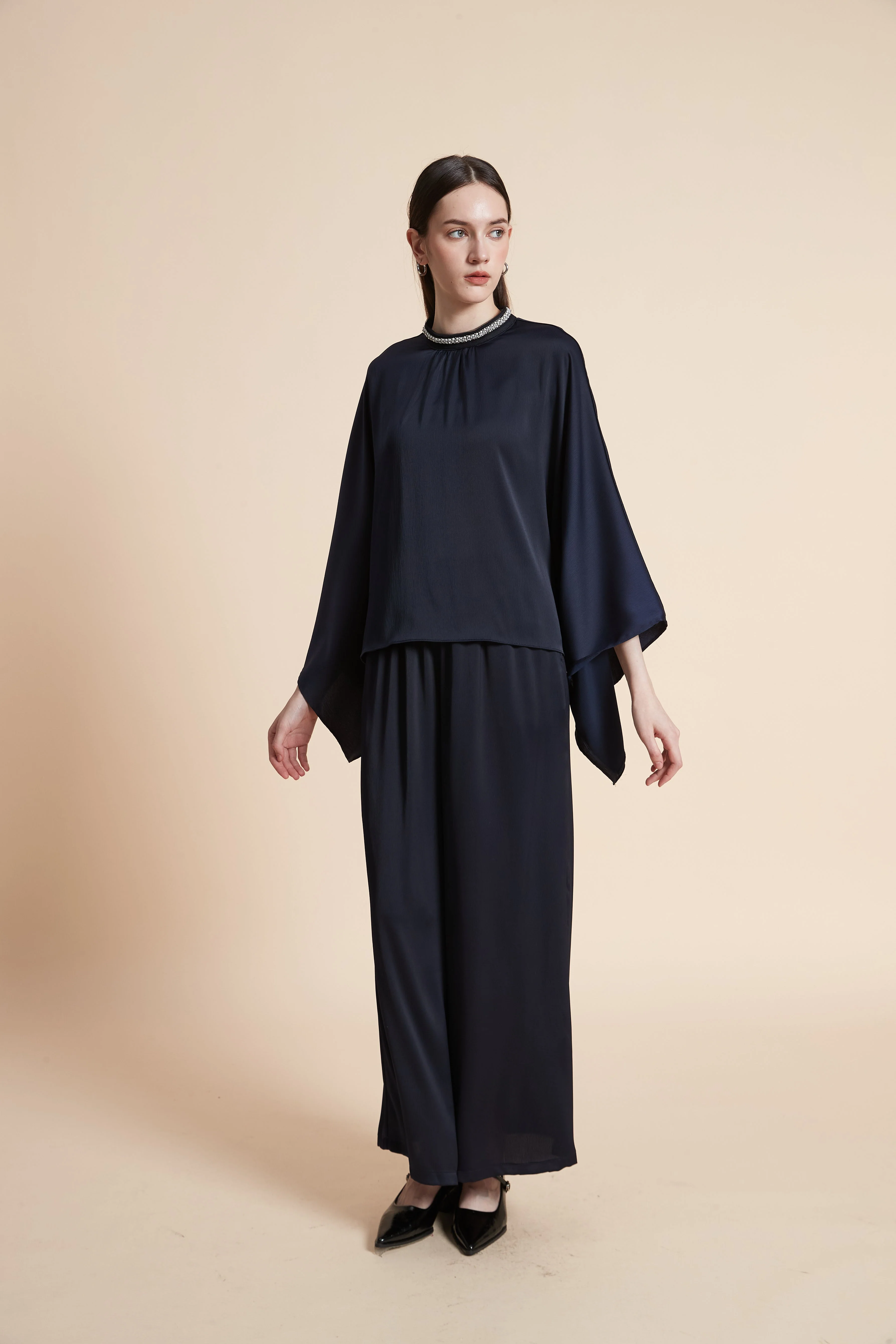 Solid Color Butterfly Sleeve Blouse - Image 3