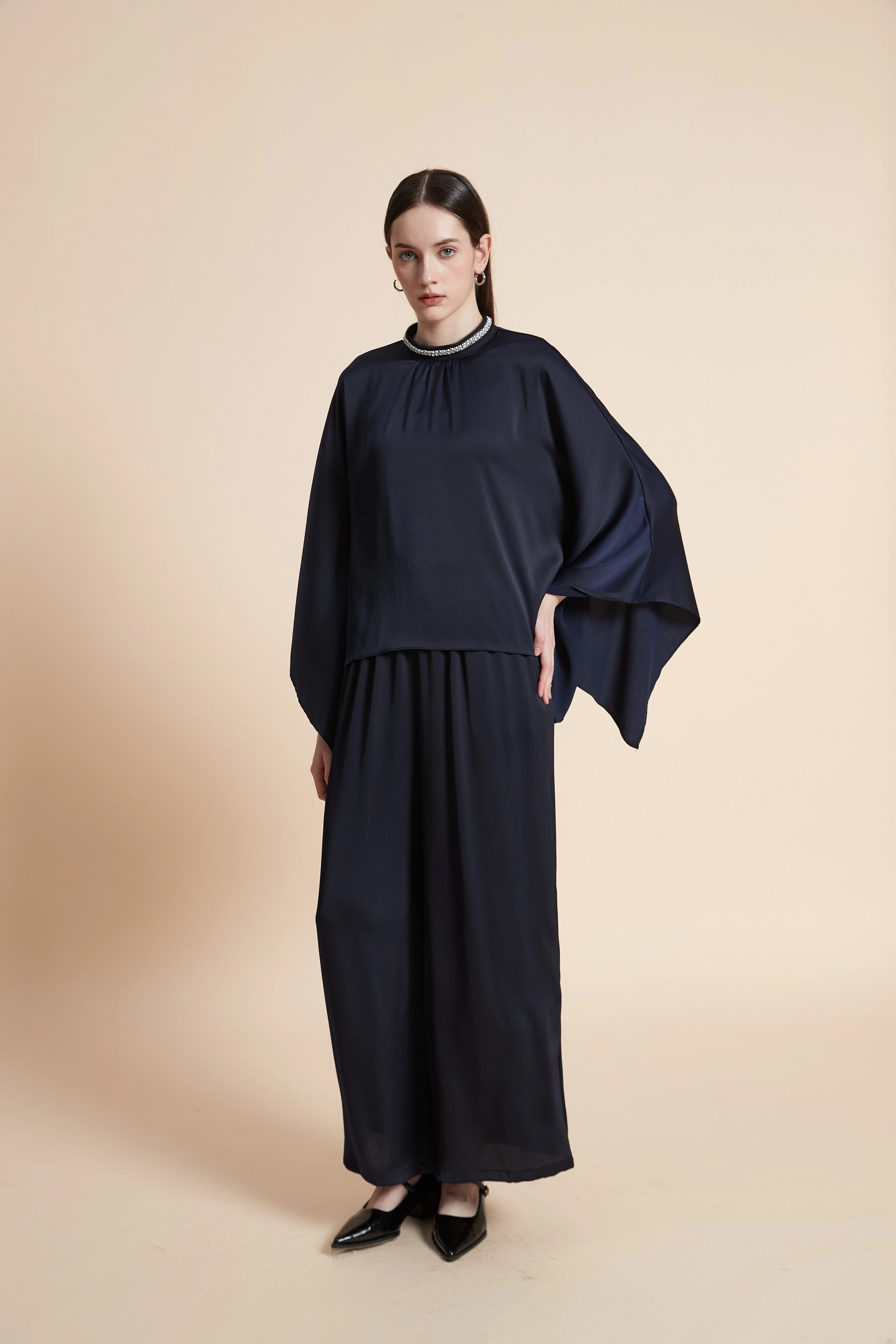 Solid Color Butterfly Sleeve Blouse - Image 4