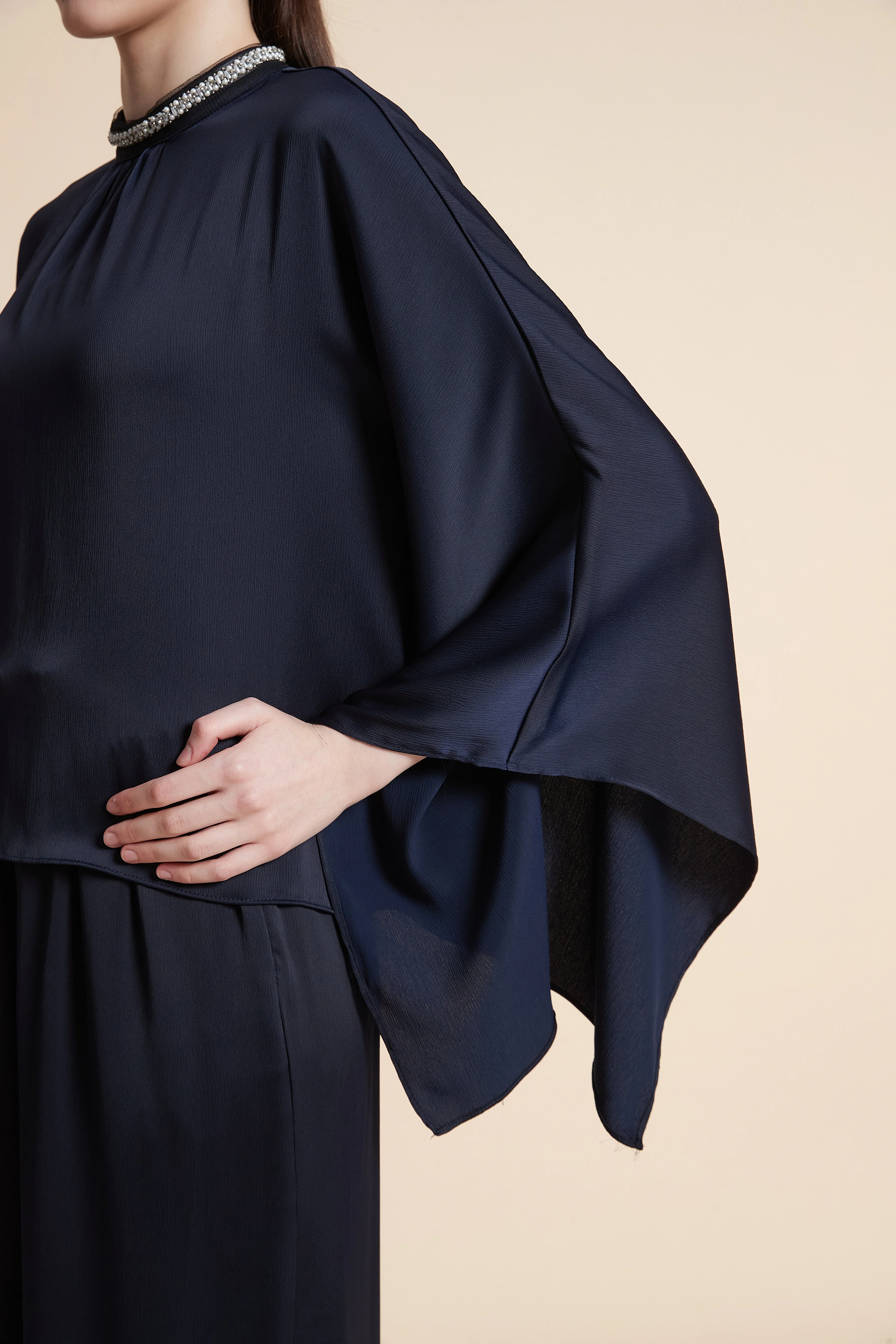 Solid Color Butterfly Sleeve Blouse - Image 6