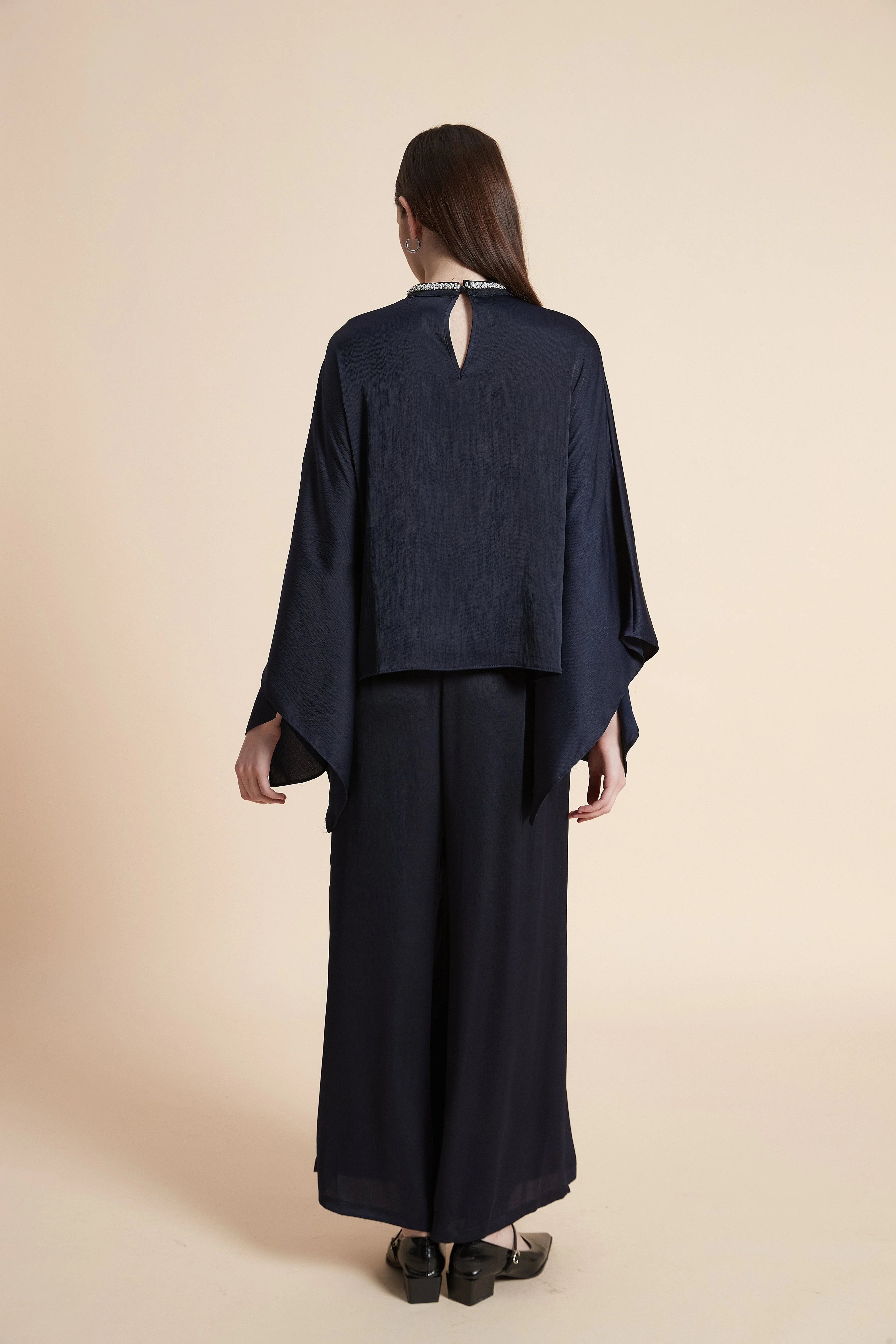 Solid Color Butterfly Sleeve Blouse - Image 7