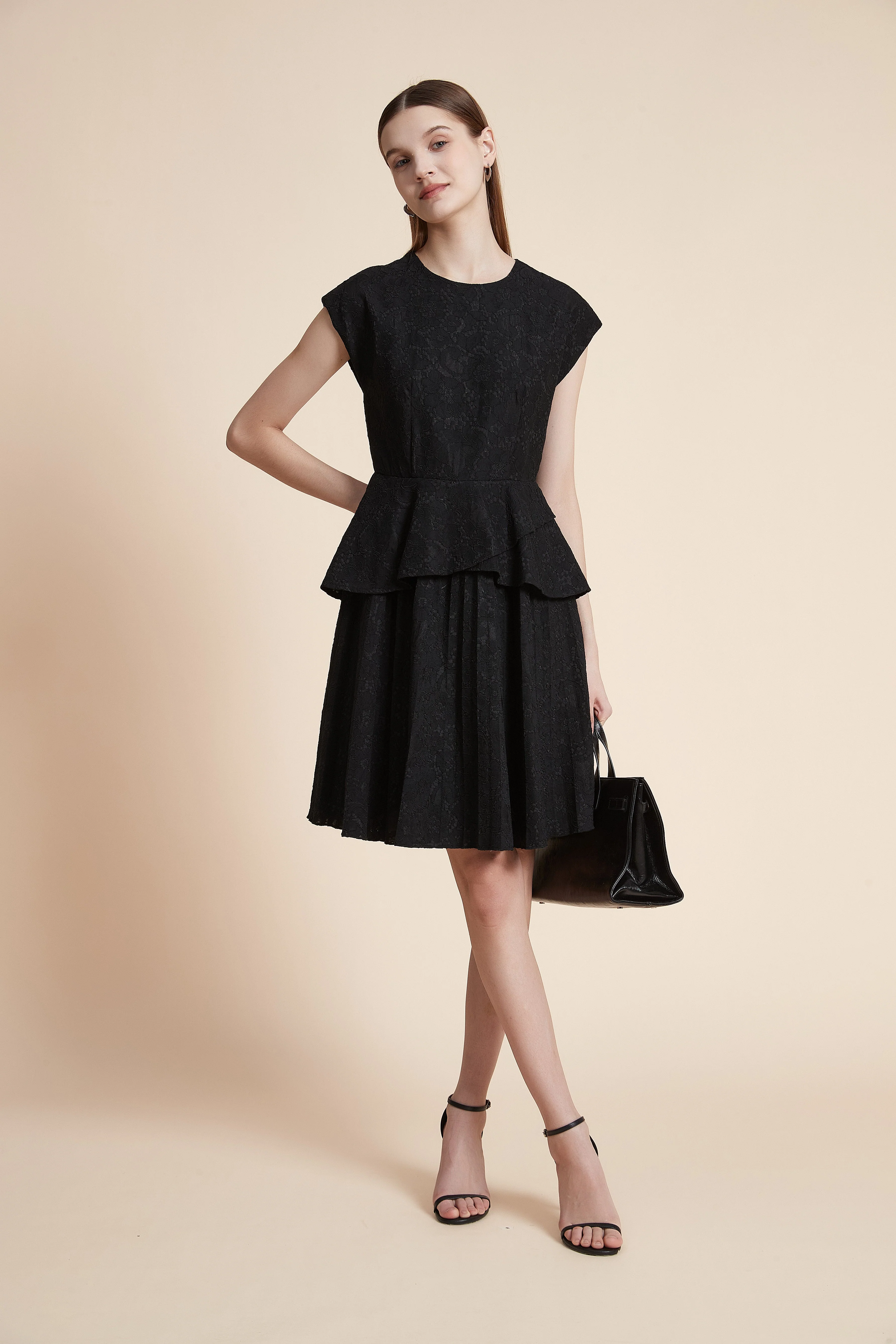 Knee-Length Printed Dress with Short Sleeves - Image 2