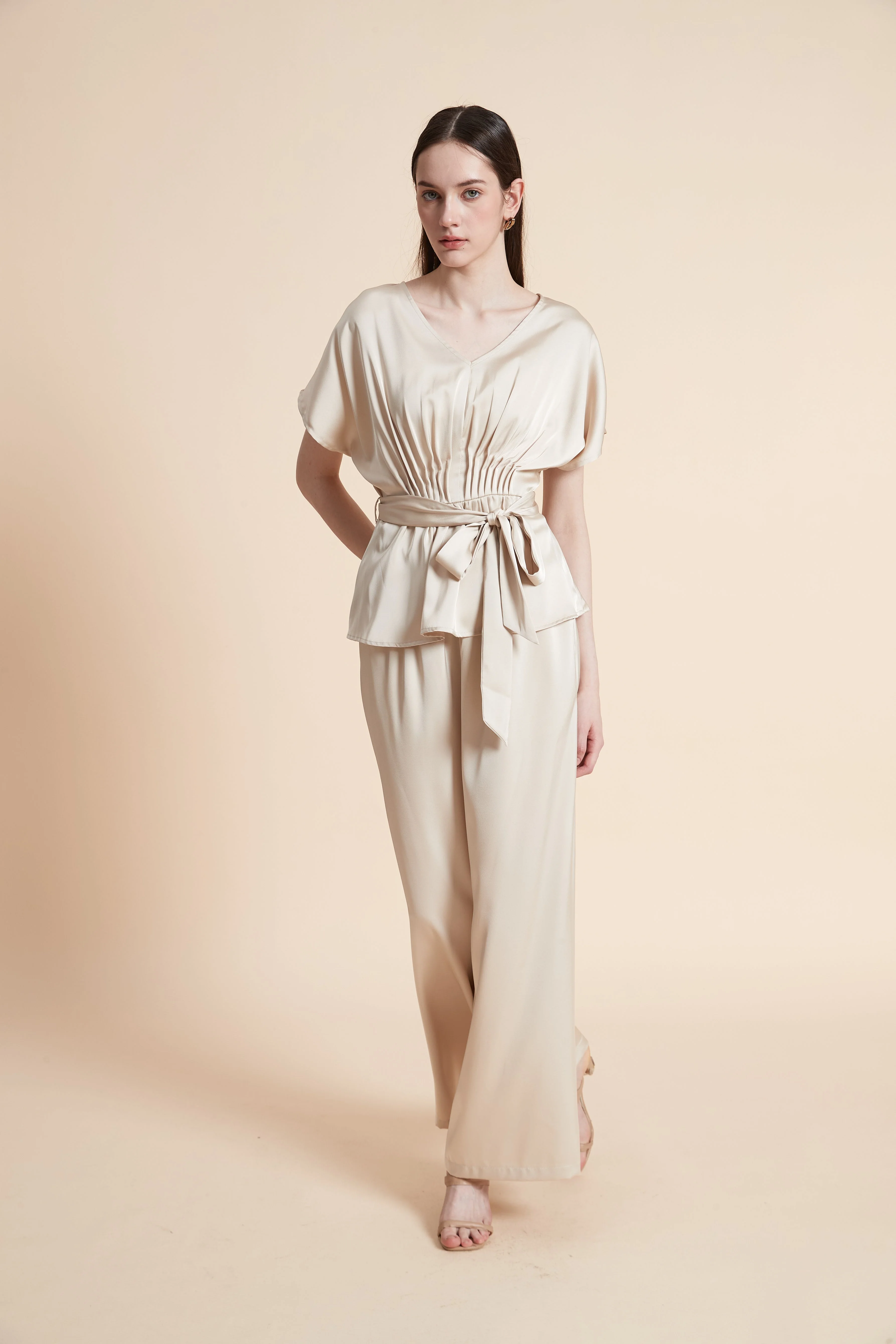 Solid Short Sleeve Blouse - Image 2