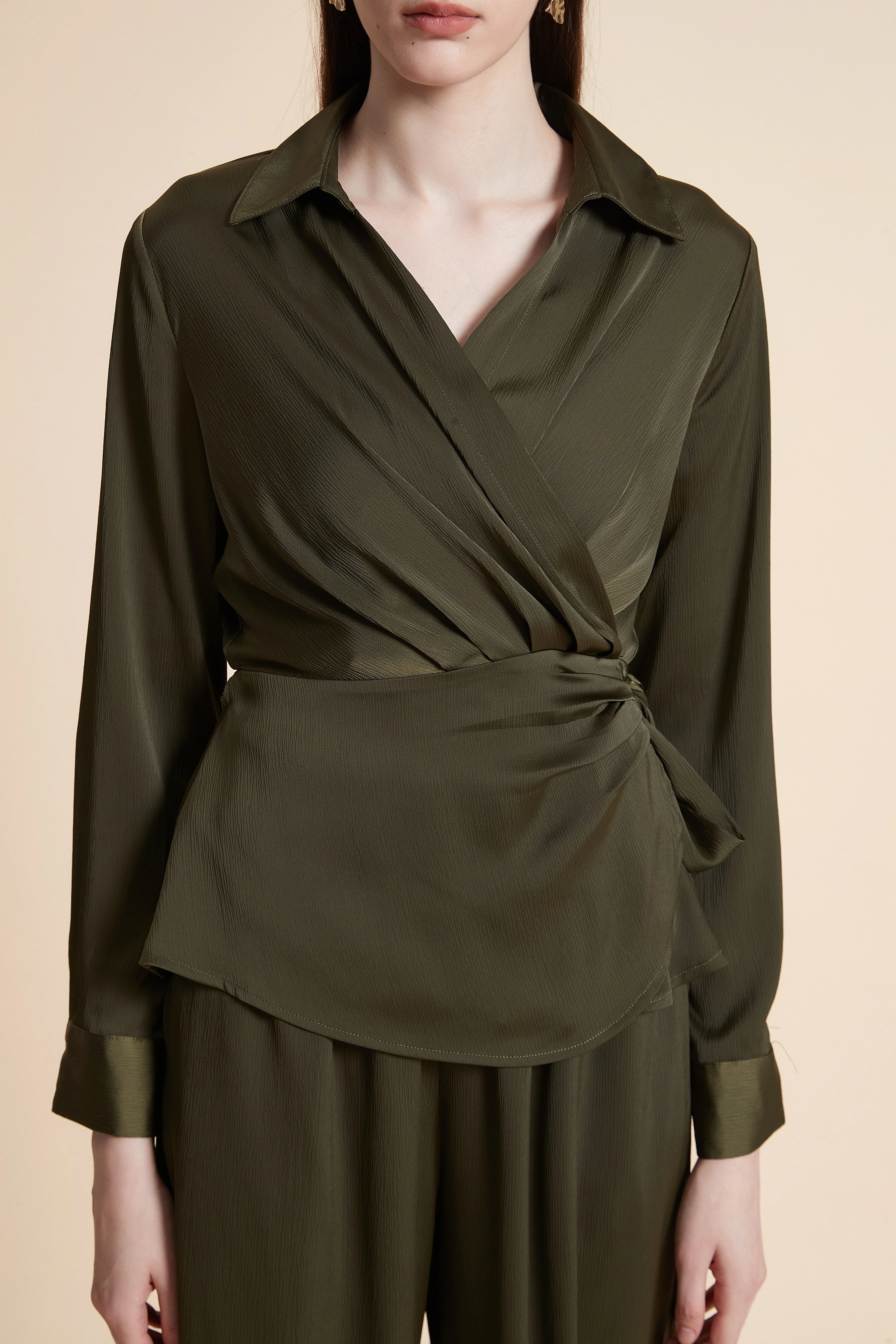 Long Sleeve Wrap Blouse - Image 5