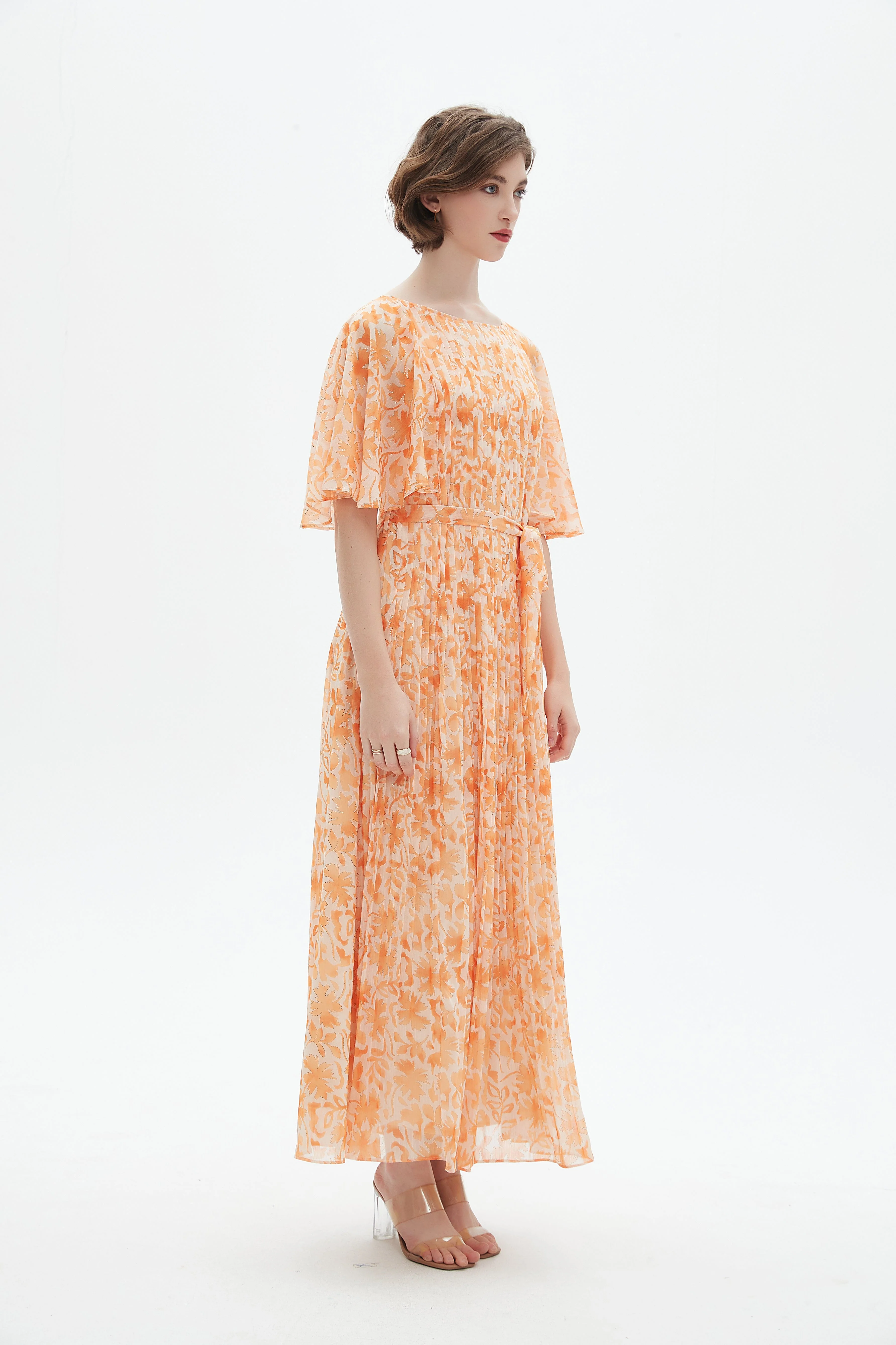 Patterned Maxi Dress With Short Sleeves - Image 2