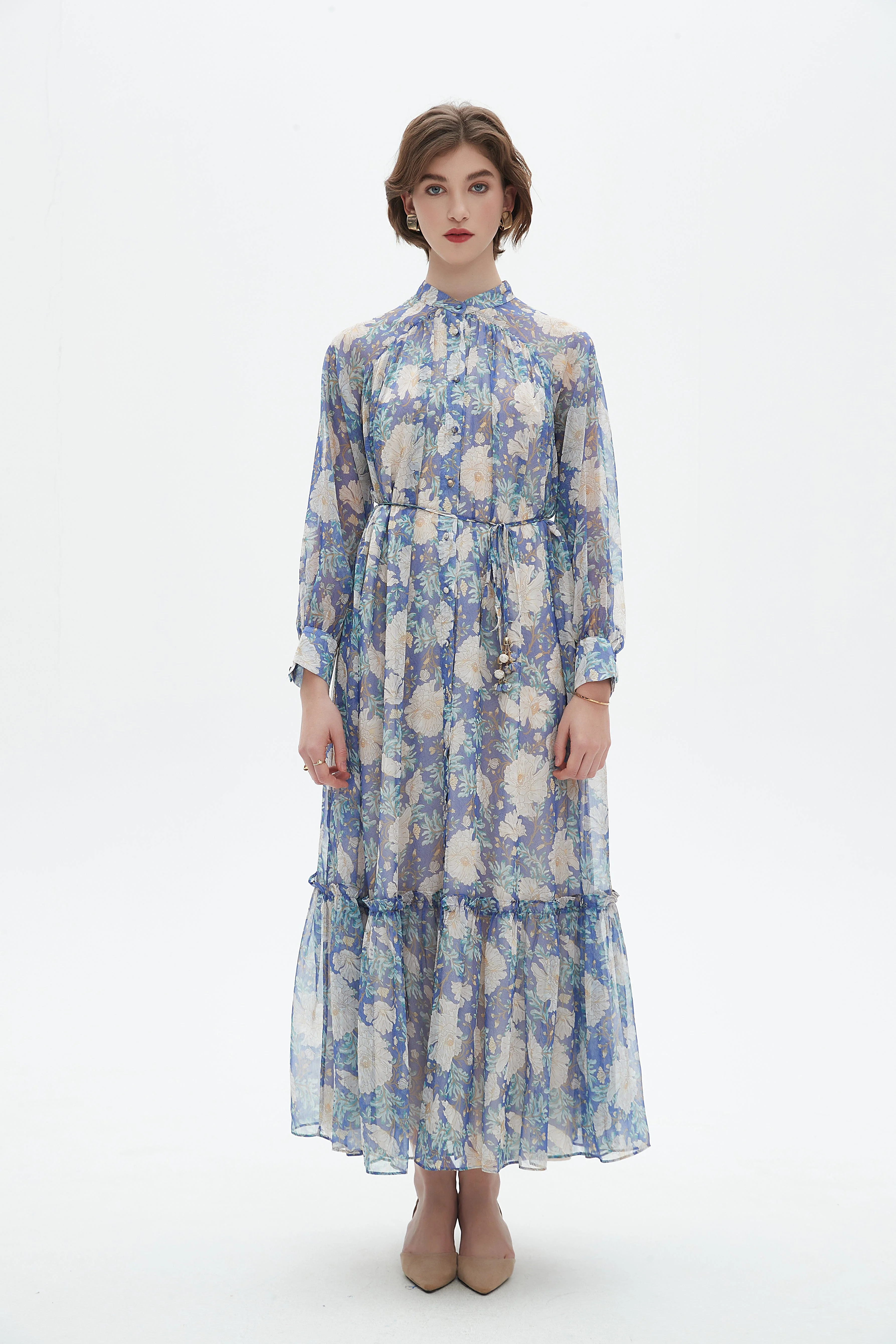 Floral Long-Sleeve Midi Dress - Image 2