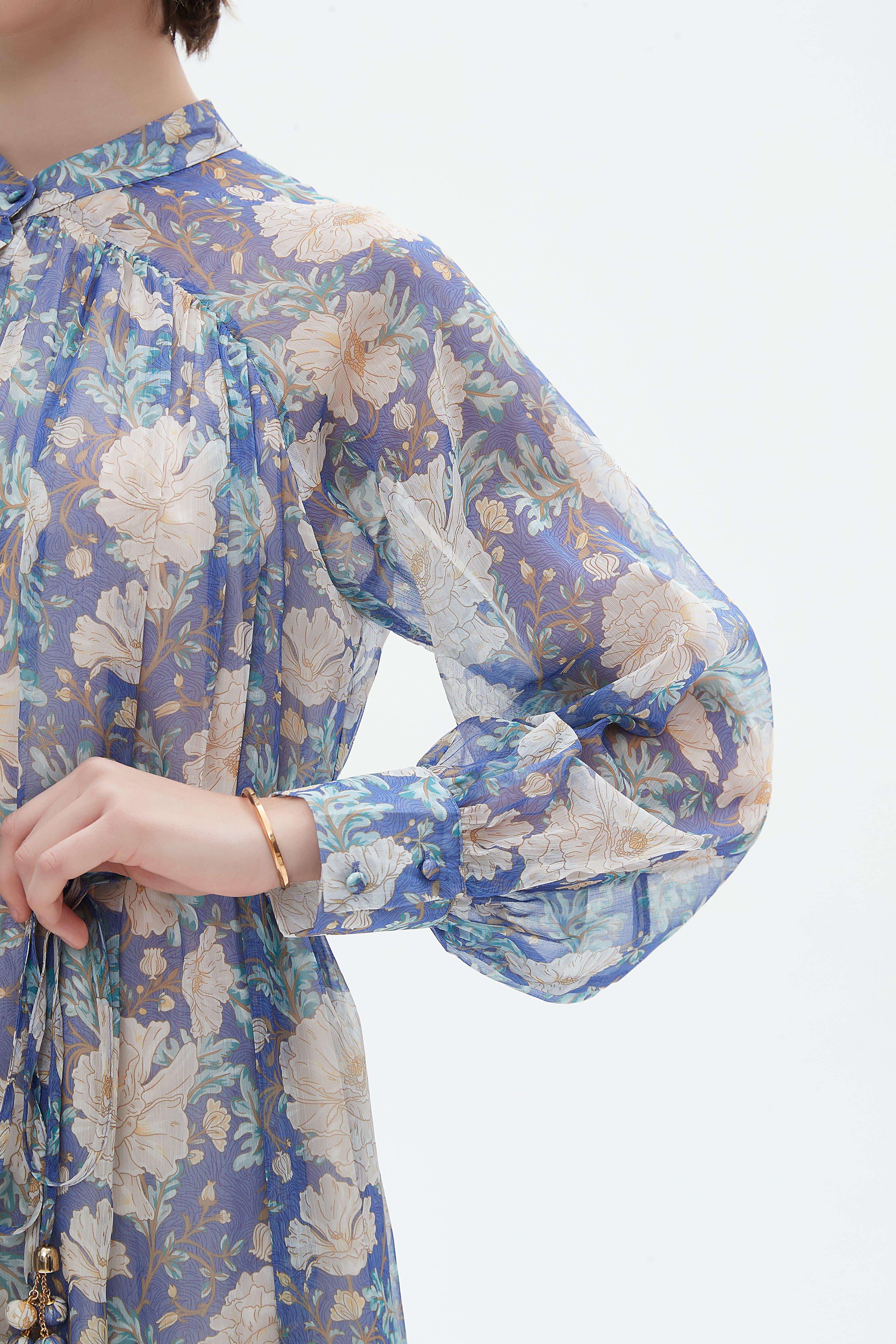 Floral Long-Sleeve Midi Dress - Image 5