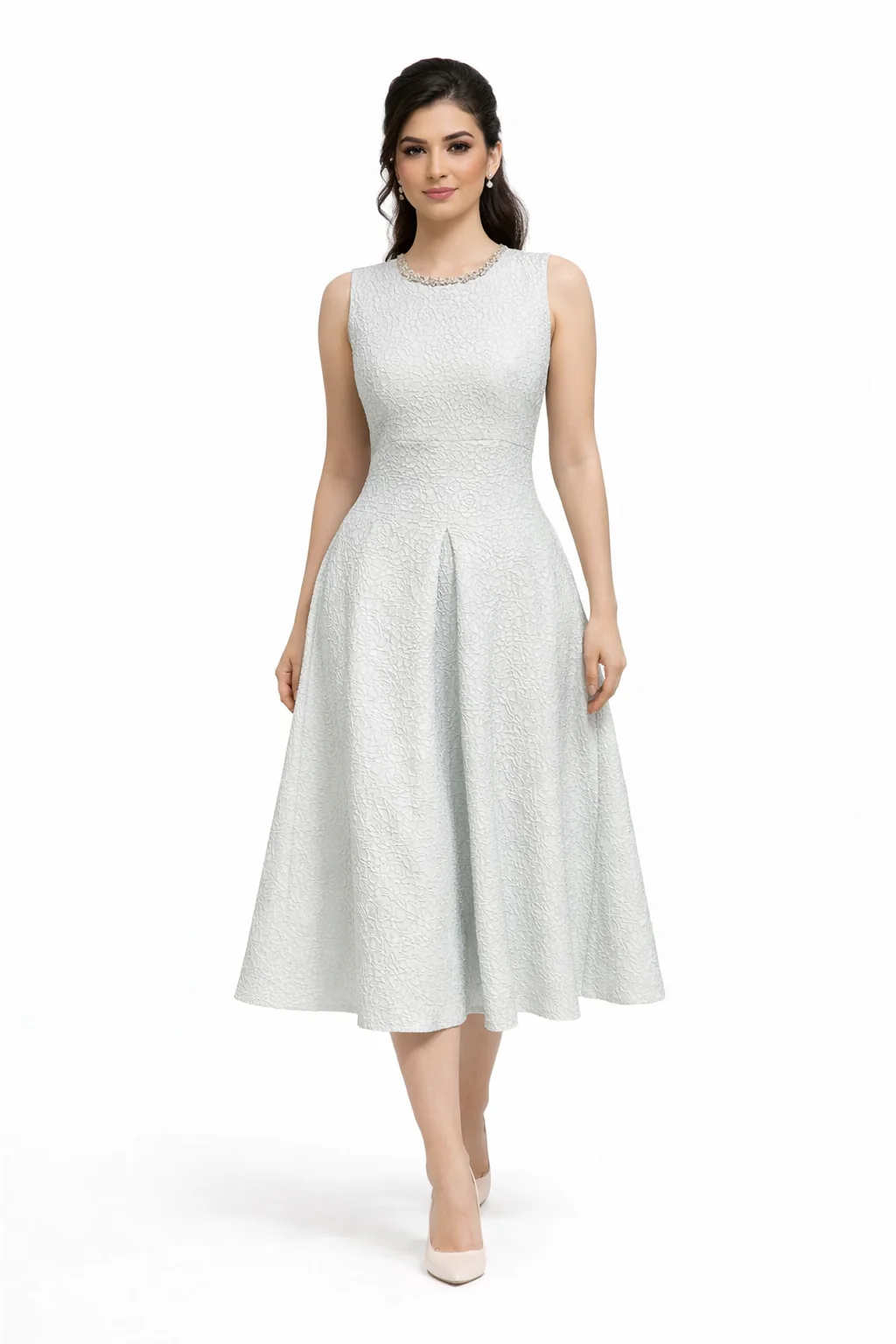 Sleeveless Plain Midi Dress