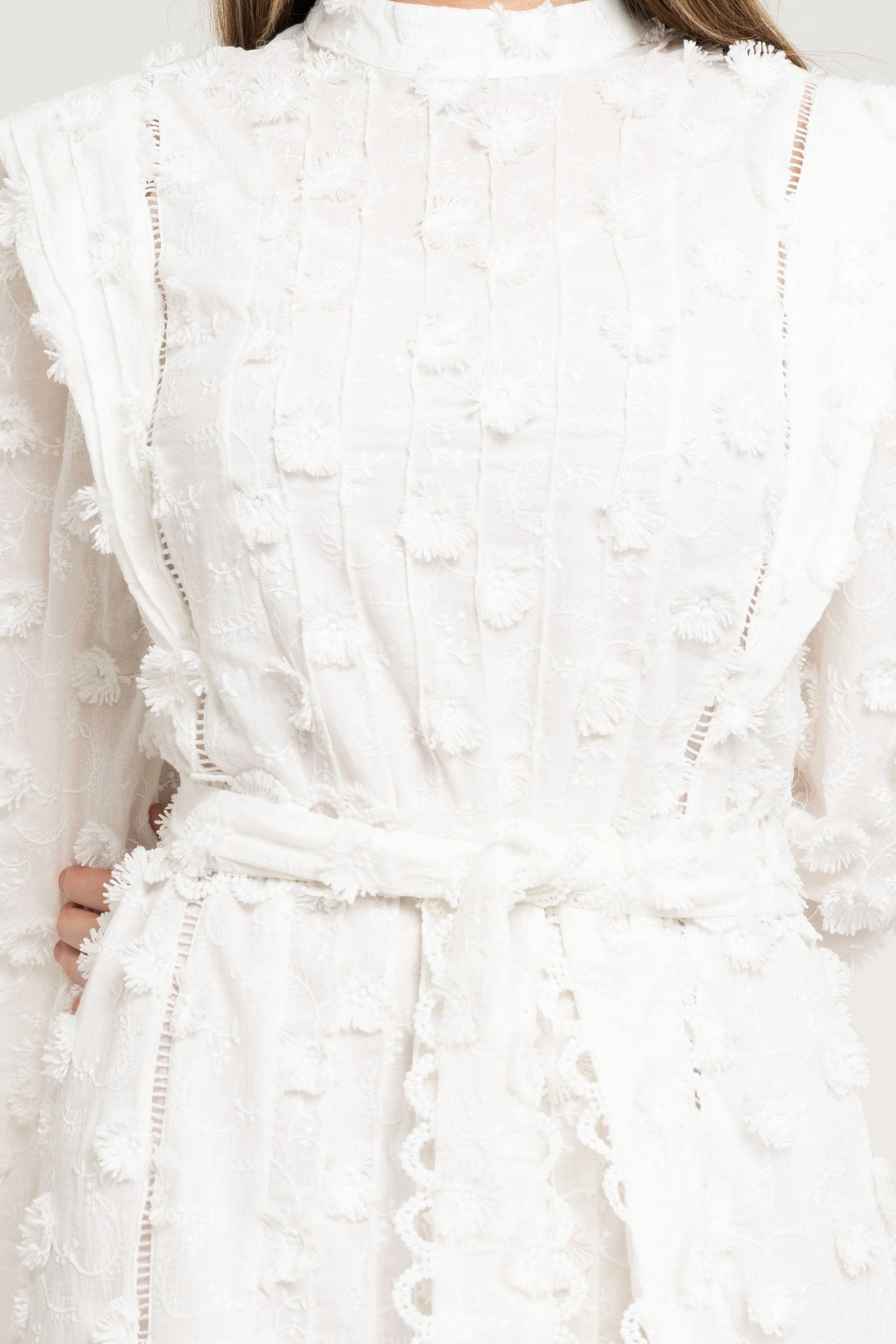 Short Embroidered Dress With Belt - Image 8
