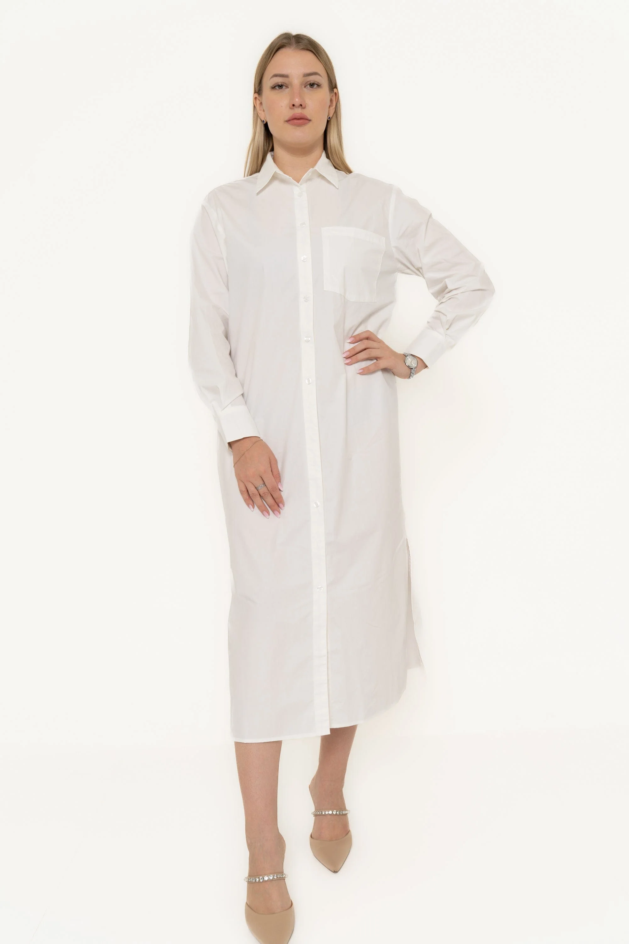 Long Sleeve Dress With Side Neckline Opening - Image 7