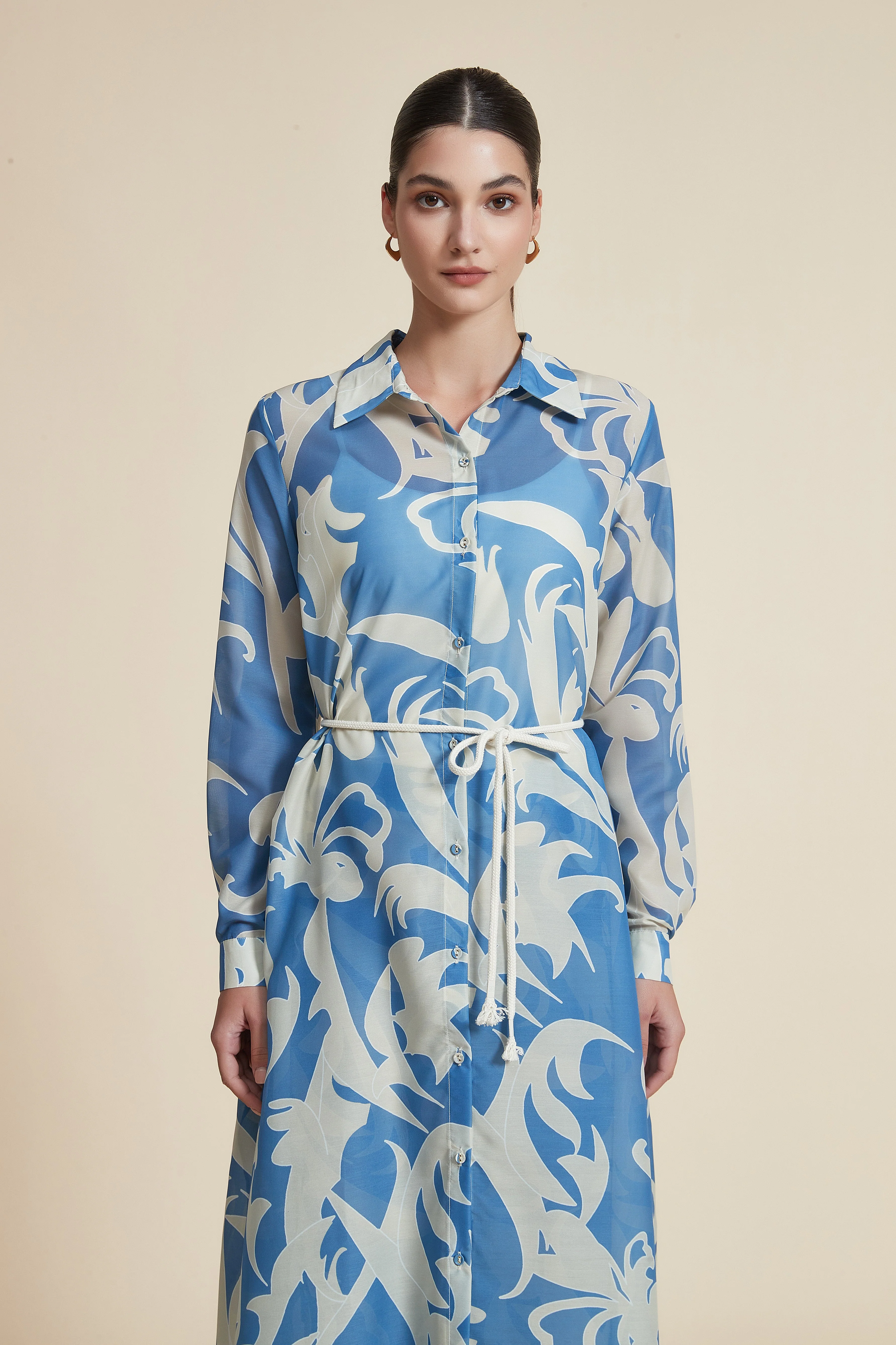 Floral Midi Dress with Long Sleeves - Image 2