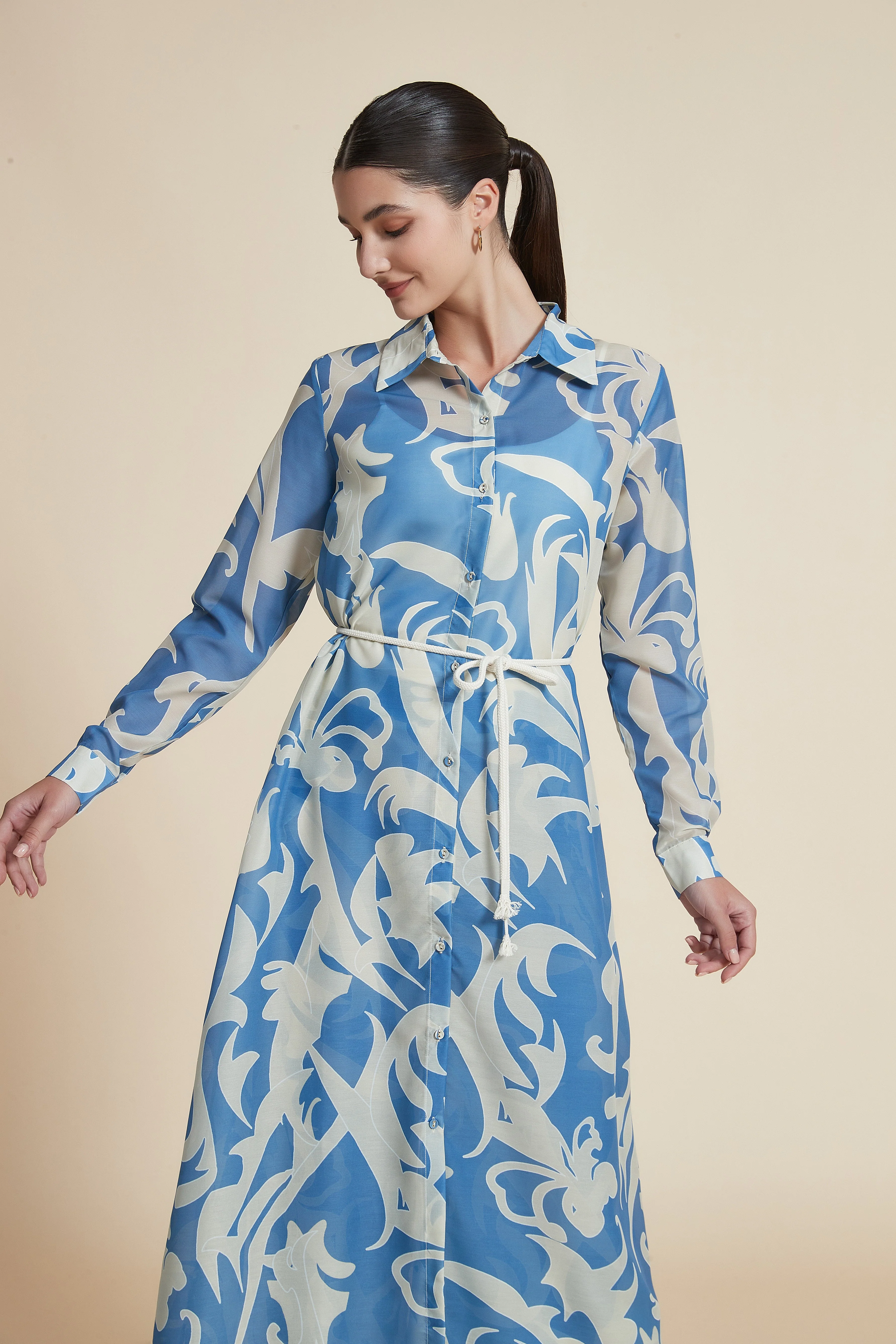 Floral Midi Dress with Long Sleeves - Image 6