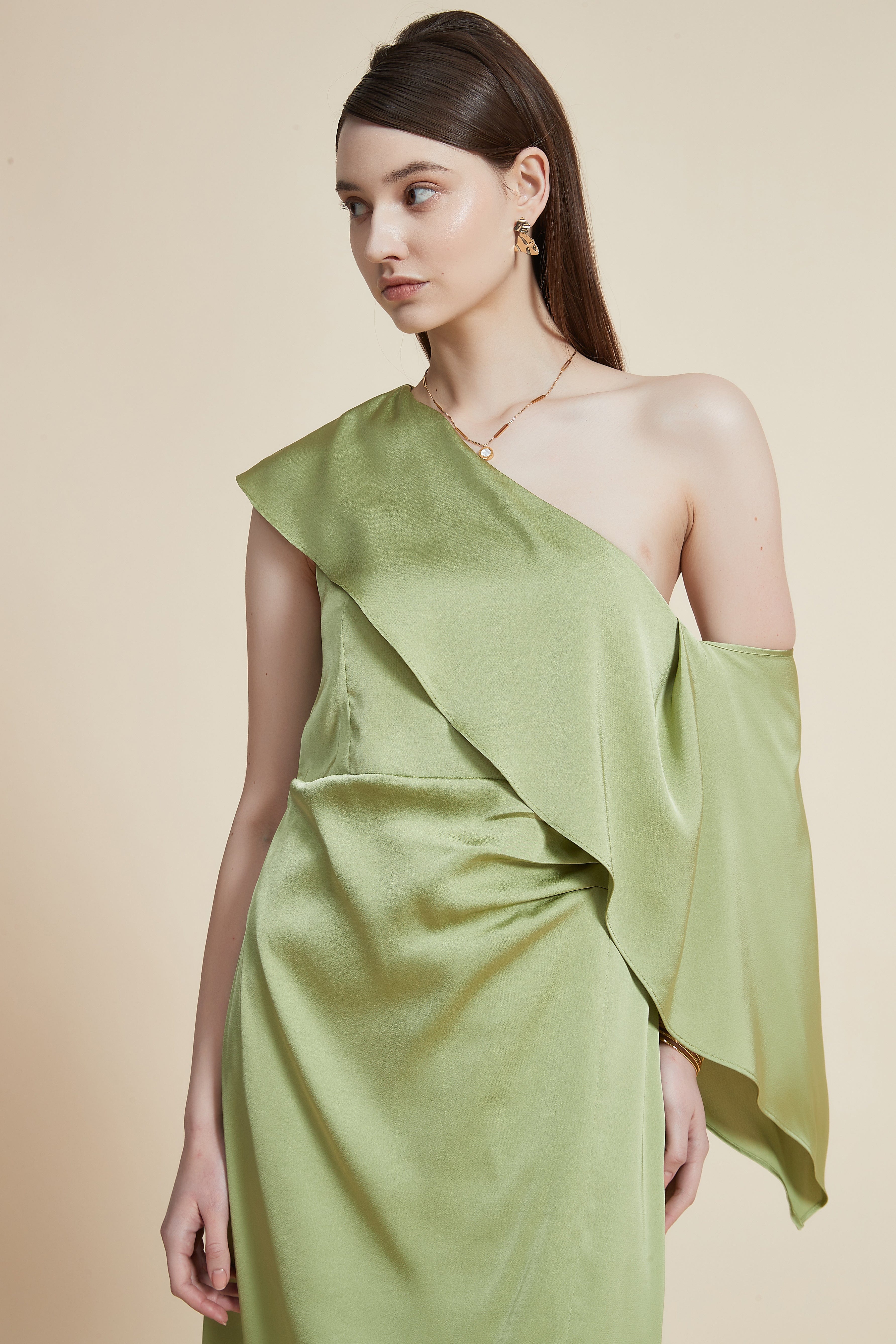 Plain Off-Shoulder Midi Dress - Image 4