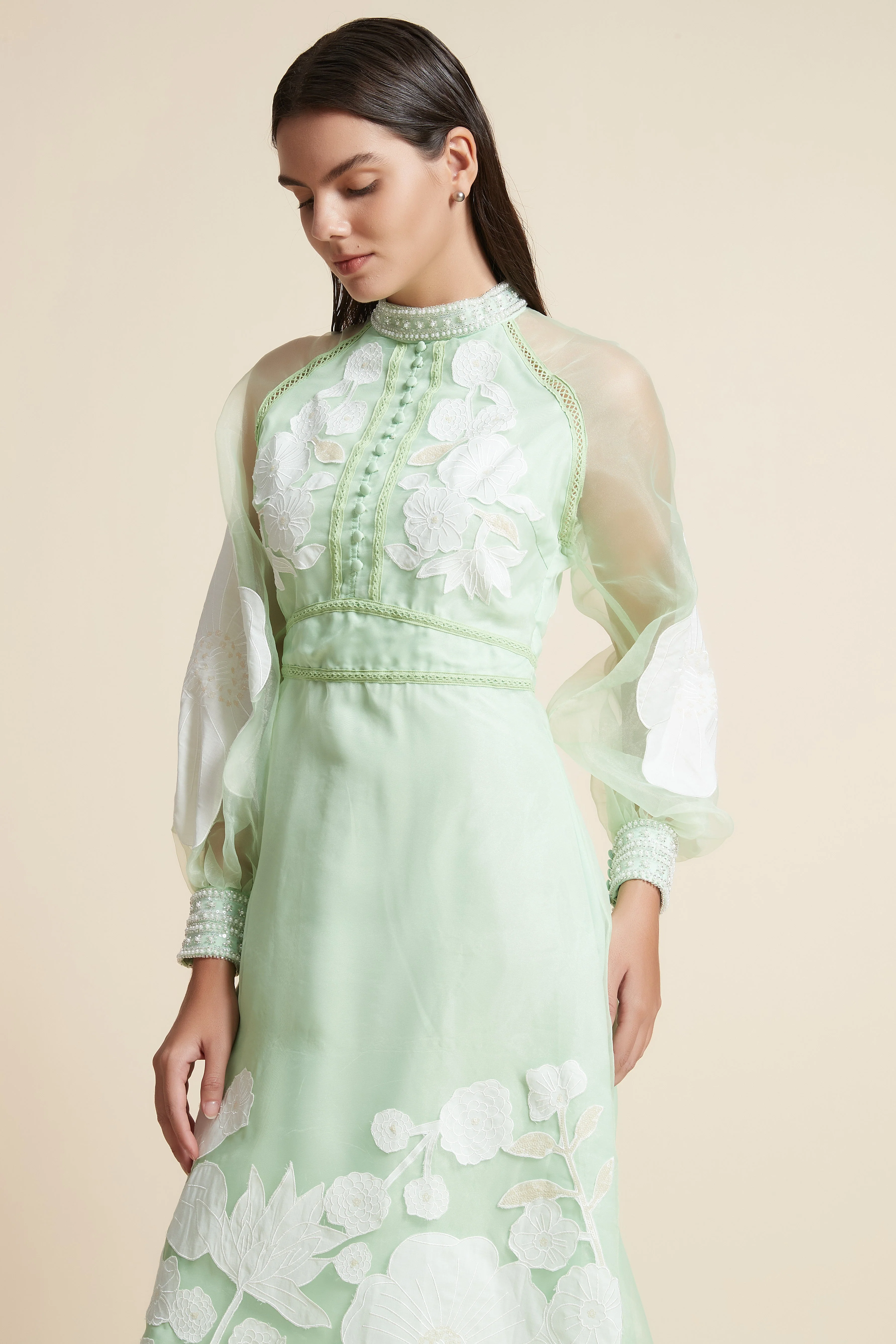 Floral Print Long Sleeve Midi Dress - Image 4