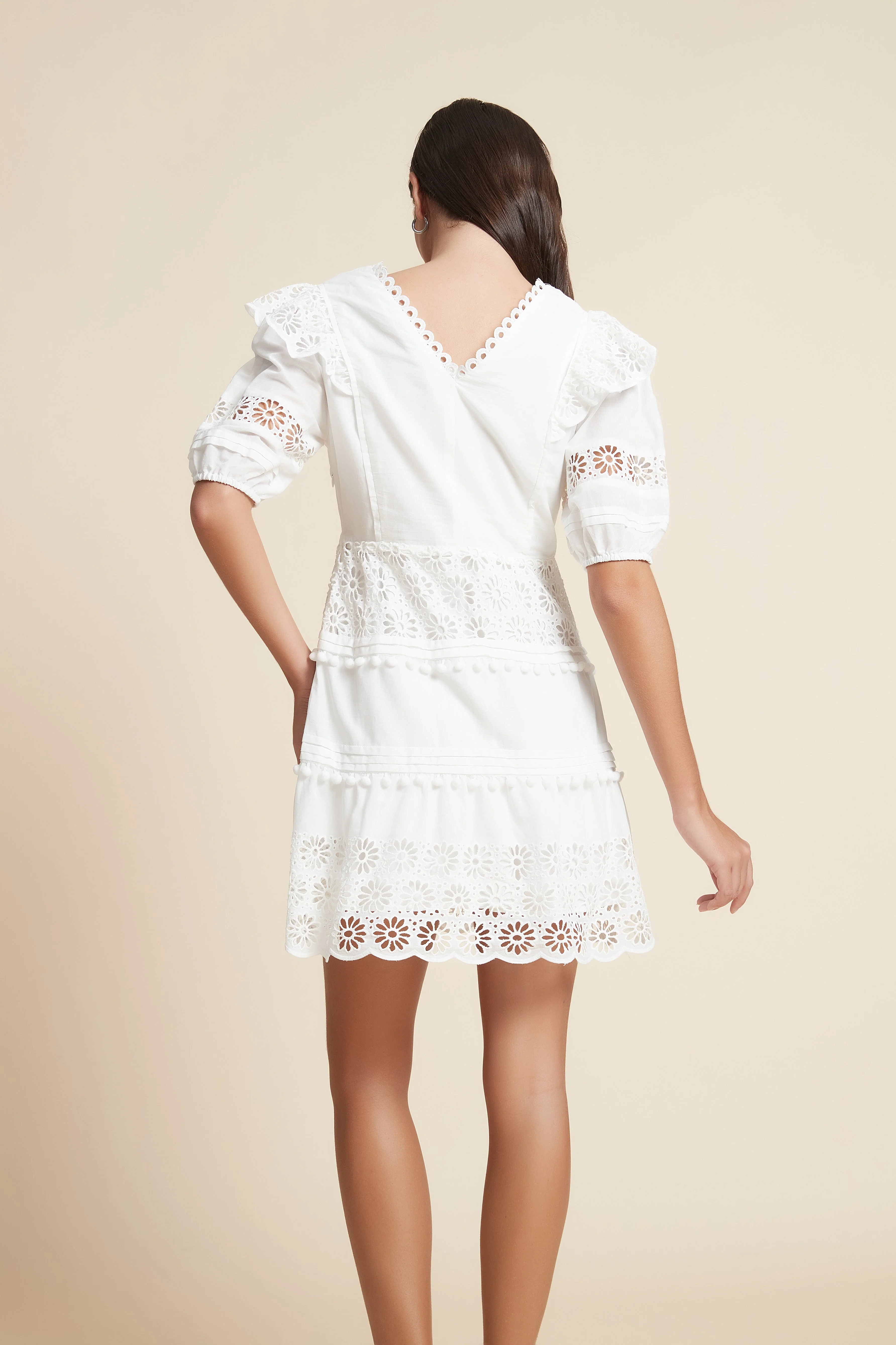 Short Sleeve Lace Detail Dress - Image 5