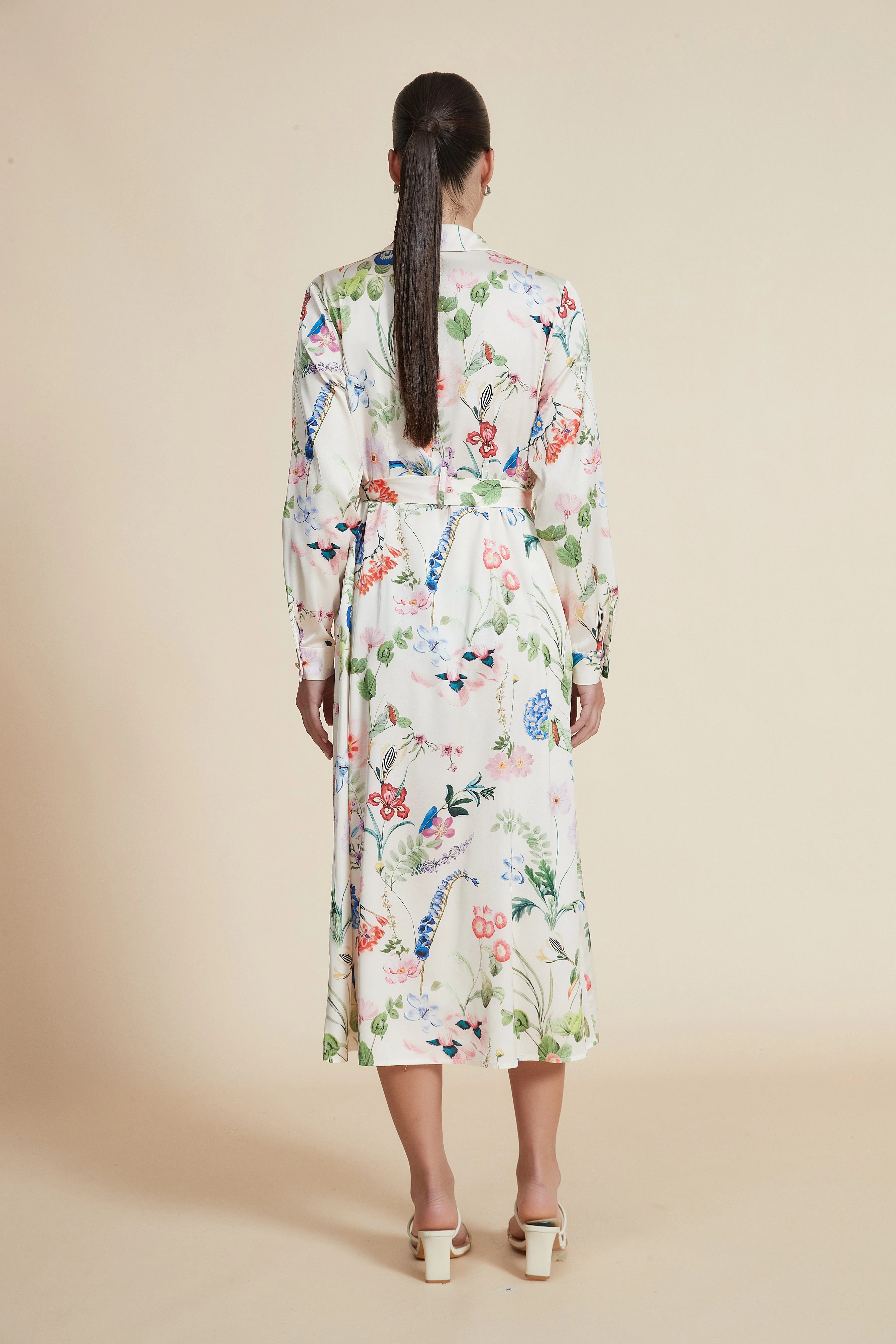 Midi Dress with Shirt Collar and Long Sleeves - Image 4