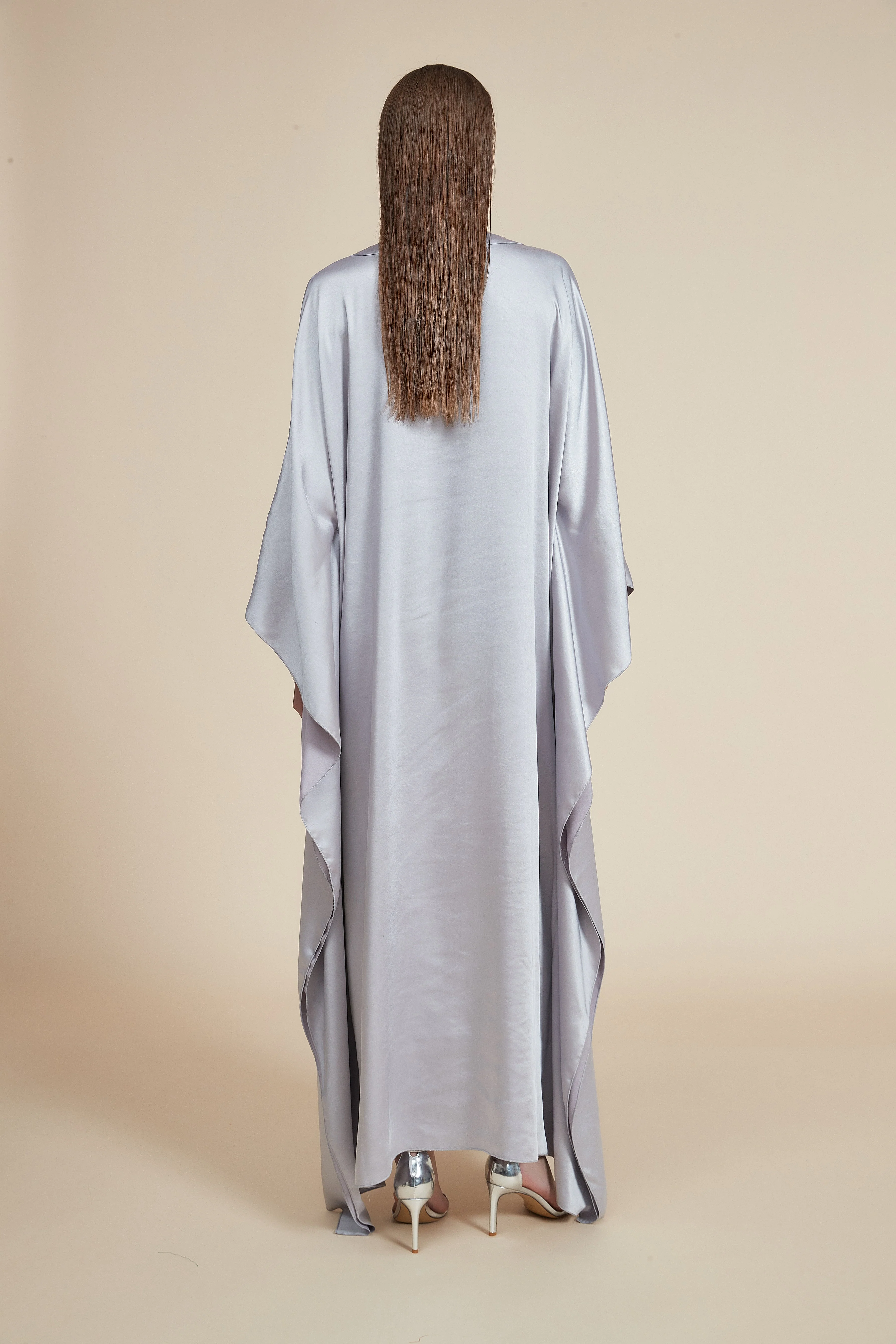 Long Dress with Long Sleeves and V-Neck - Image 3
