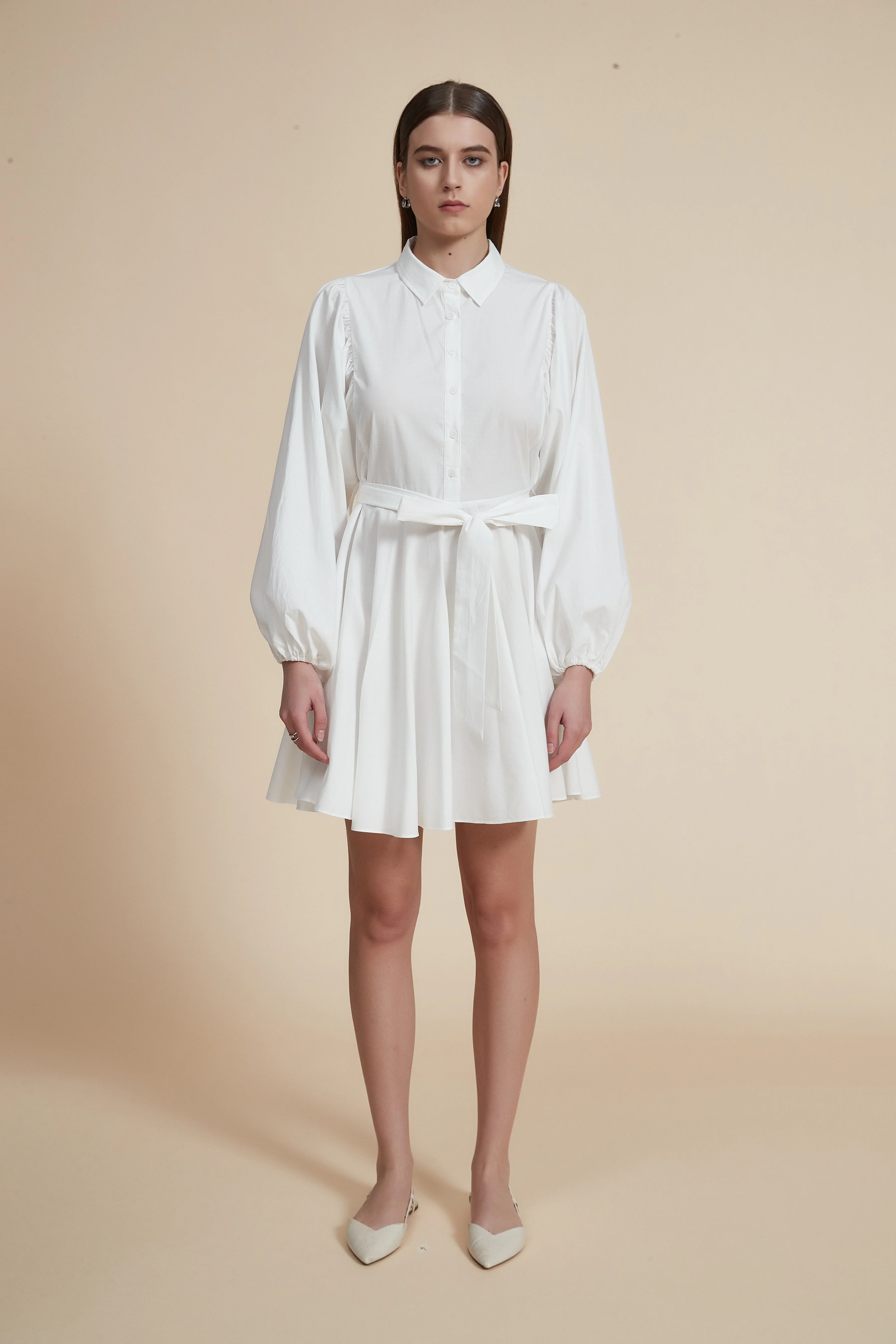 Short Dress with Long Sleeves and Shirt Collar - Image 2