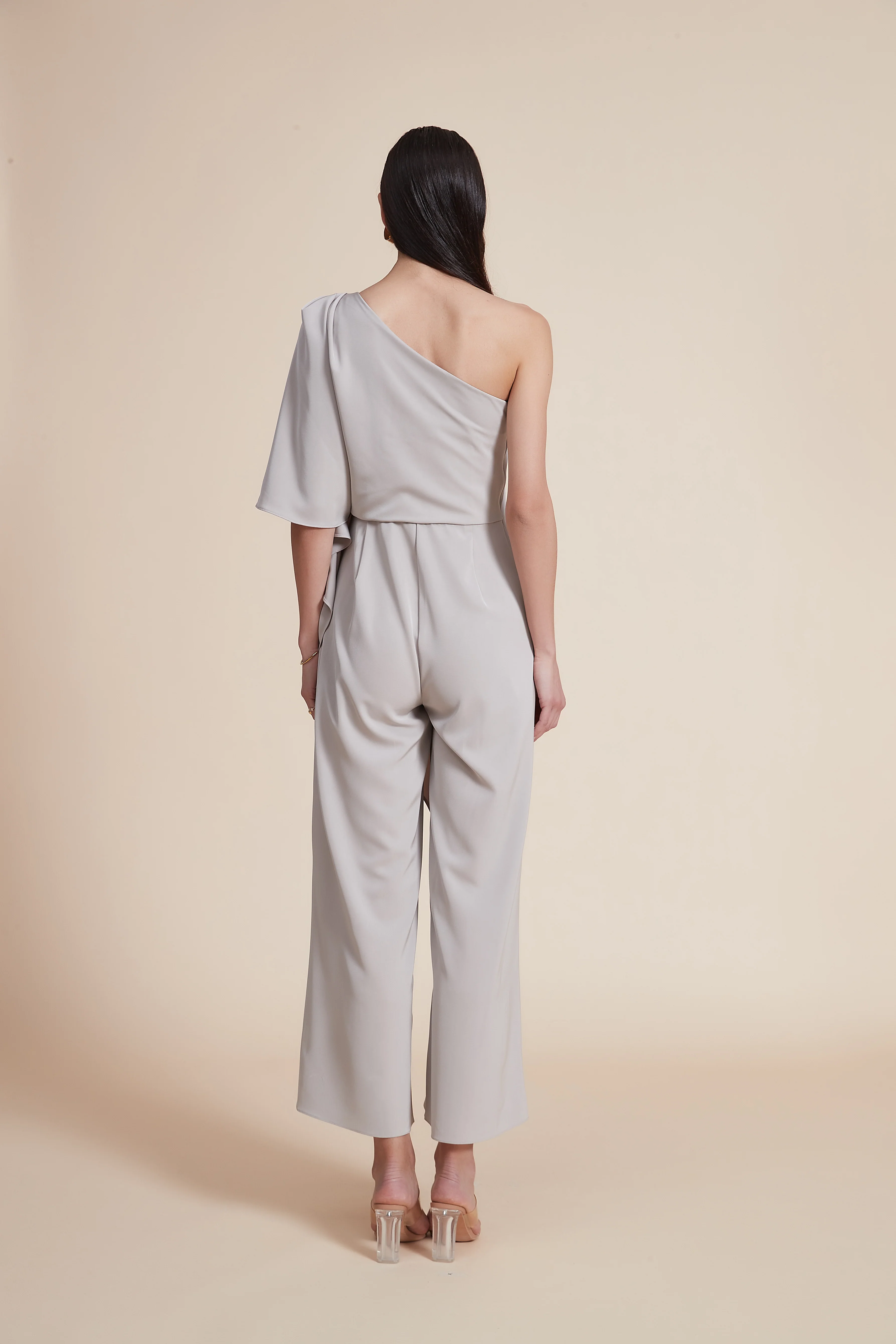 One-Shoulder Plain Long Jumpsuit - Image 6