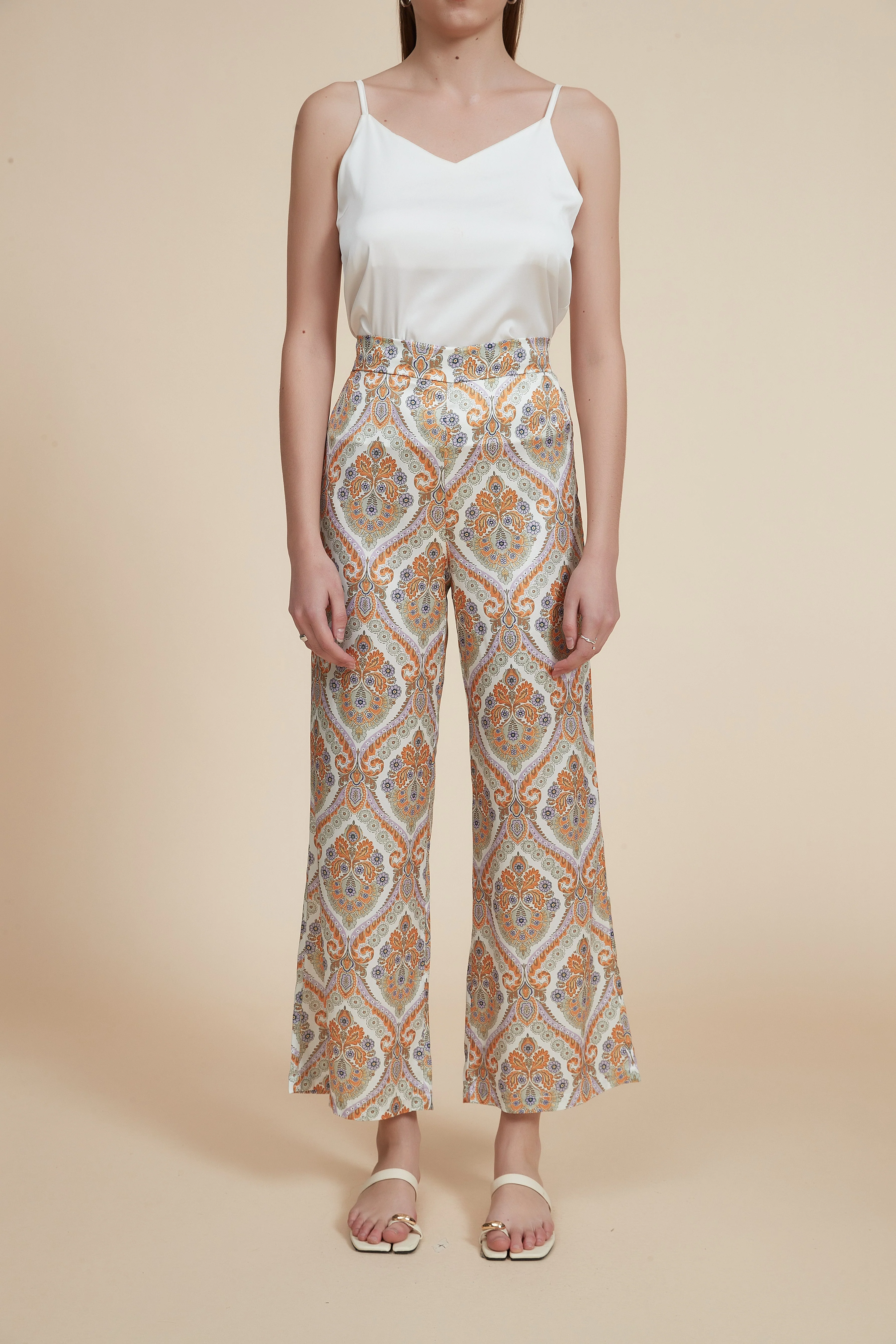 Wide-Leg Printed Ankle-Length Pants - Image 2
