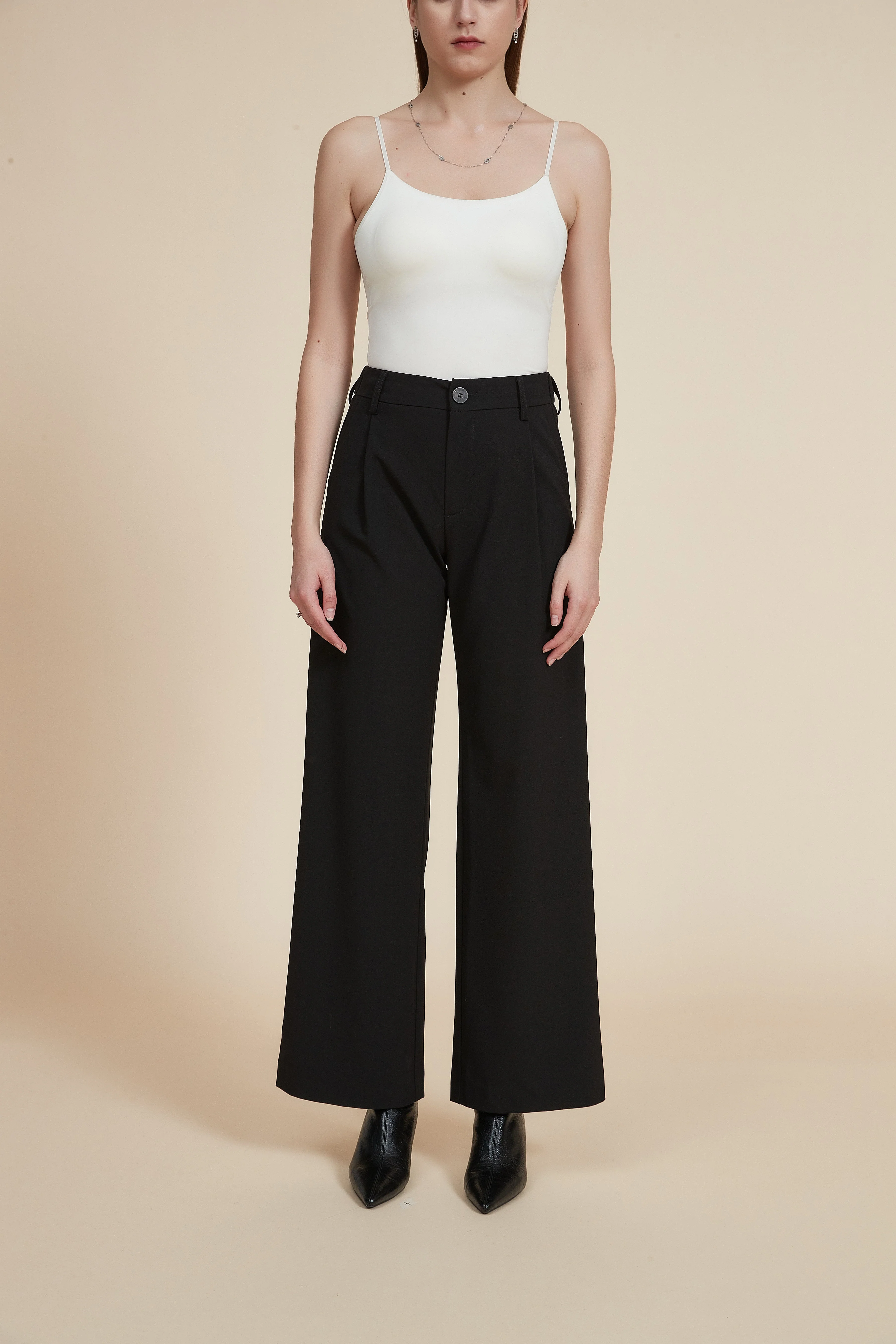 Plain Wide Leg Trousers - Image 2