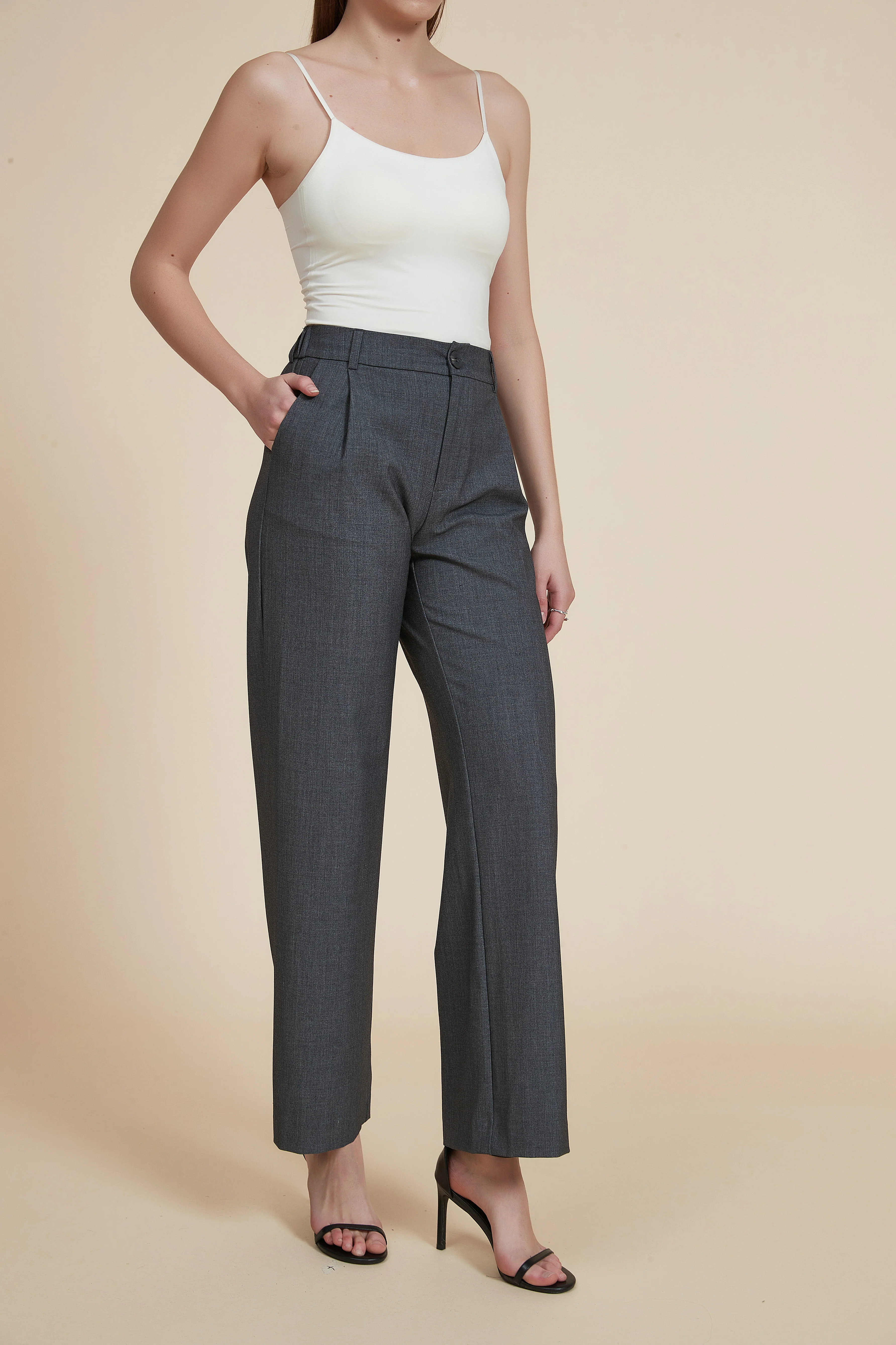 Plain Wide Leg Trousers - Image 7