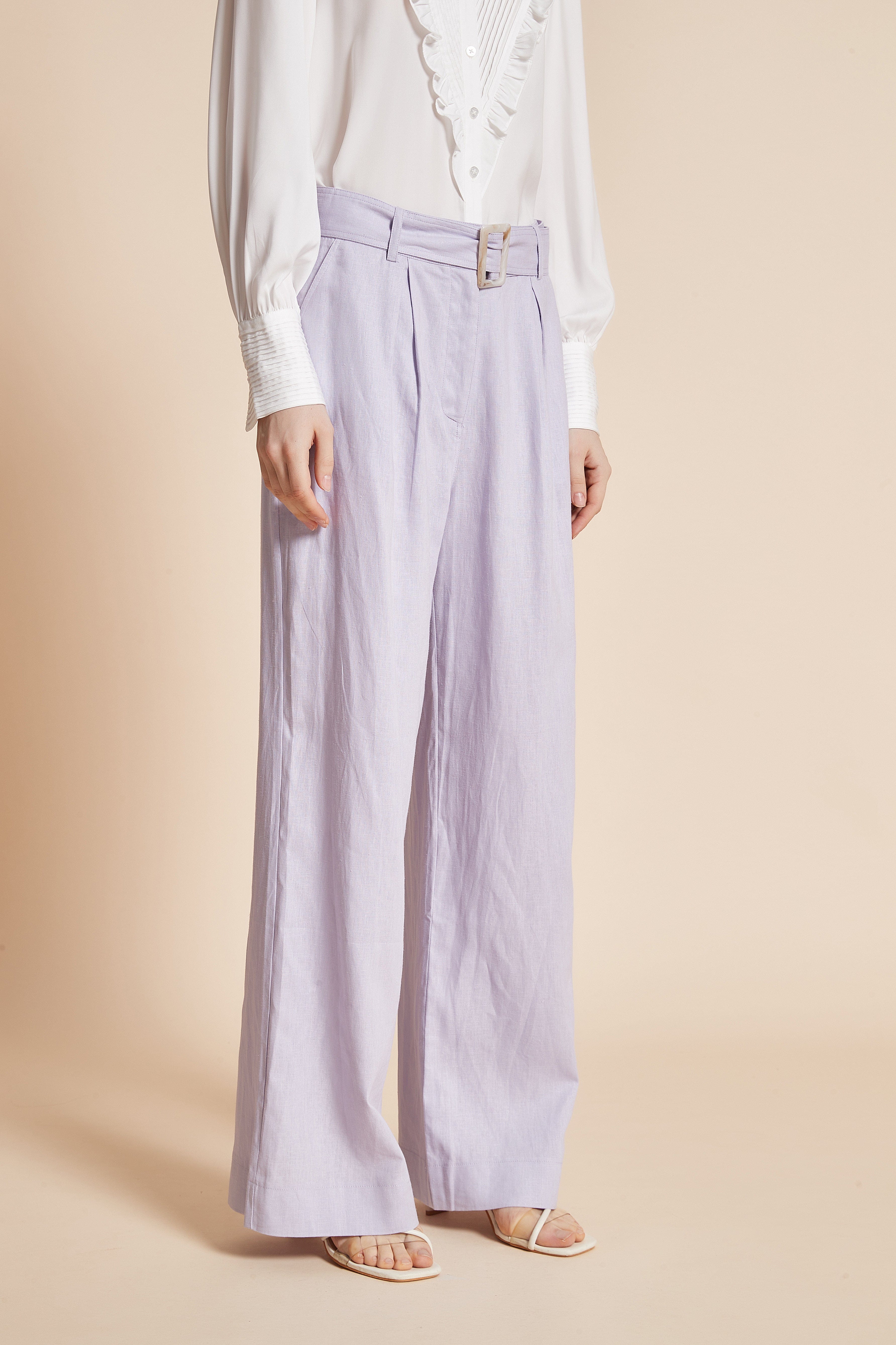 Long Wide Pants With Waist Belt - Image 4