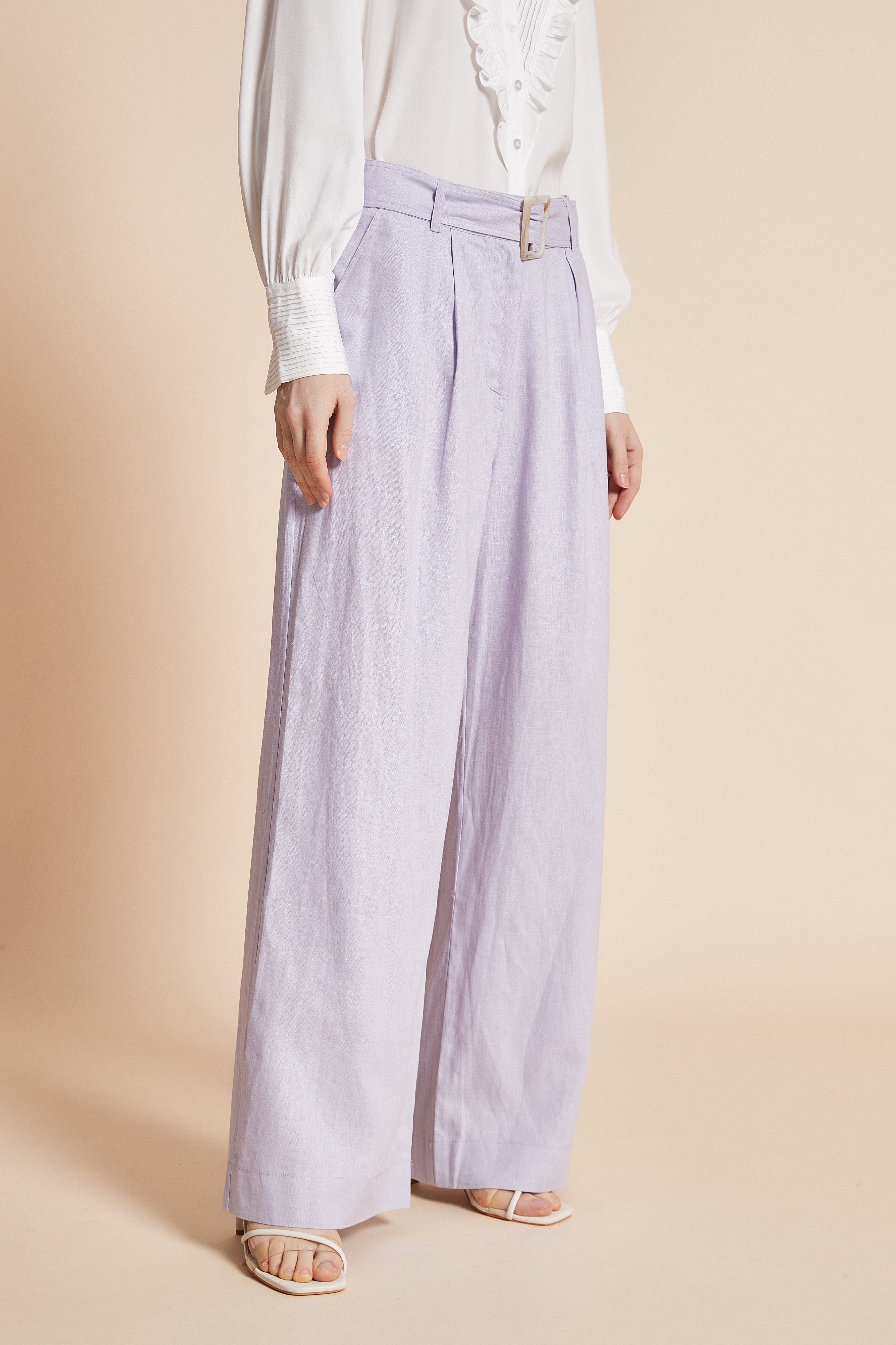 Long Wide Pants With Waist Belt - Image 5