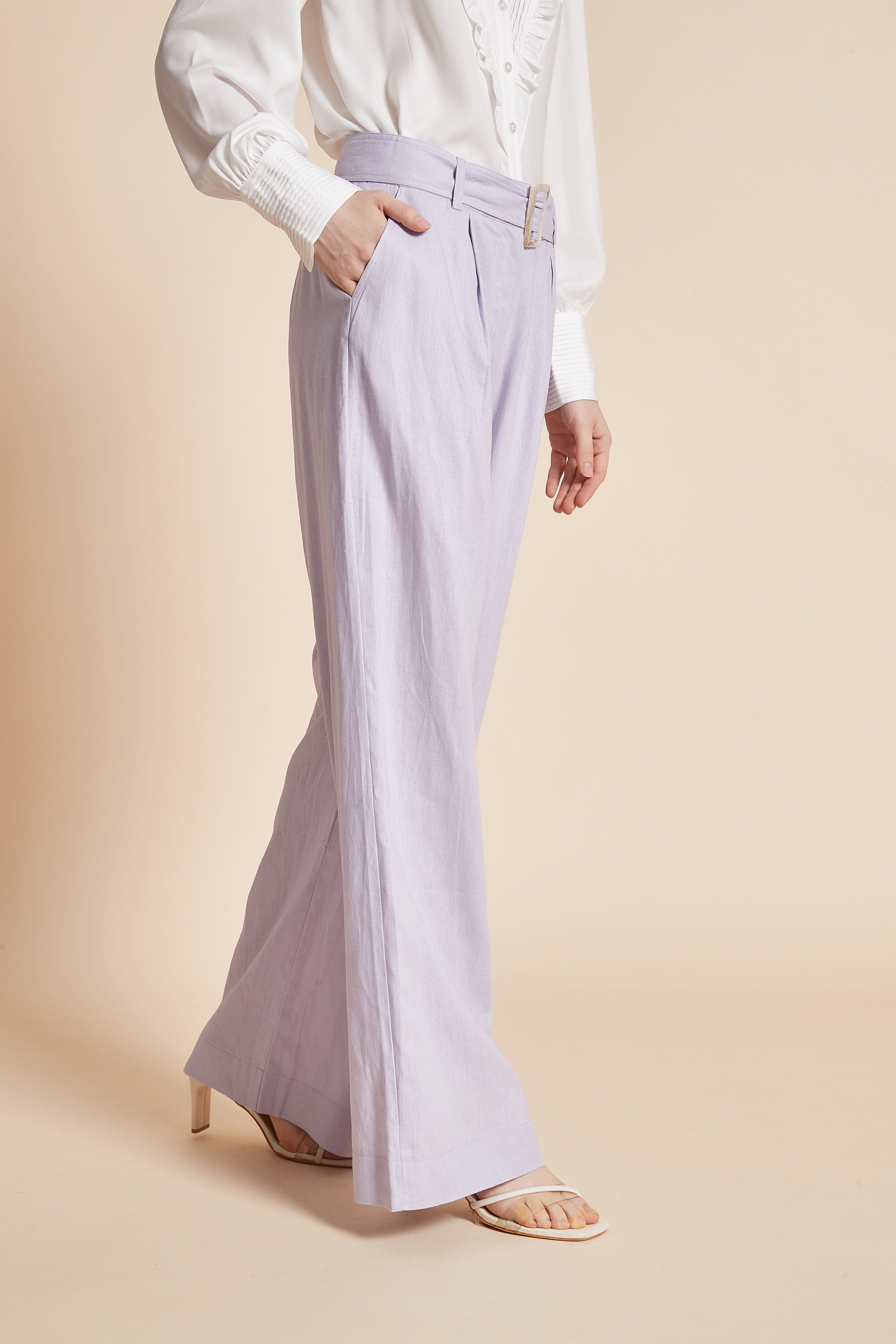 Long Wide Pants With Waist Belt - Image 7