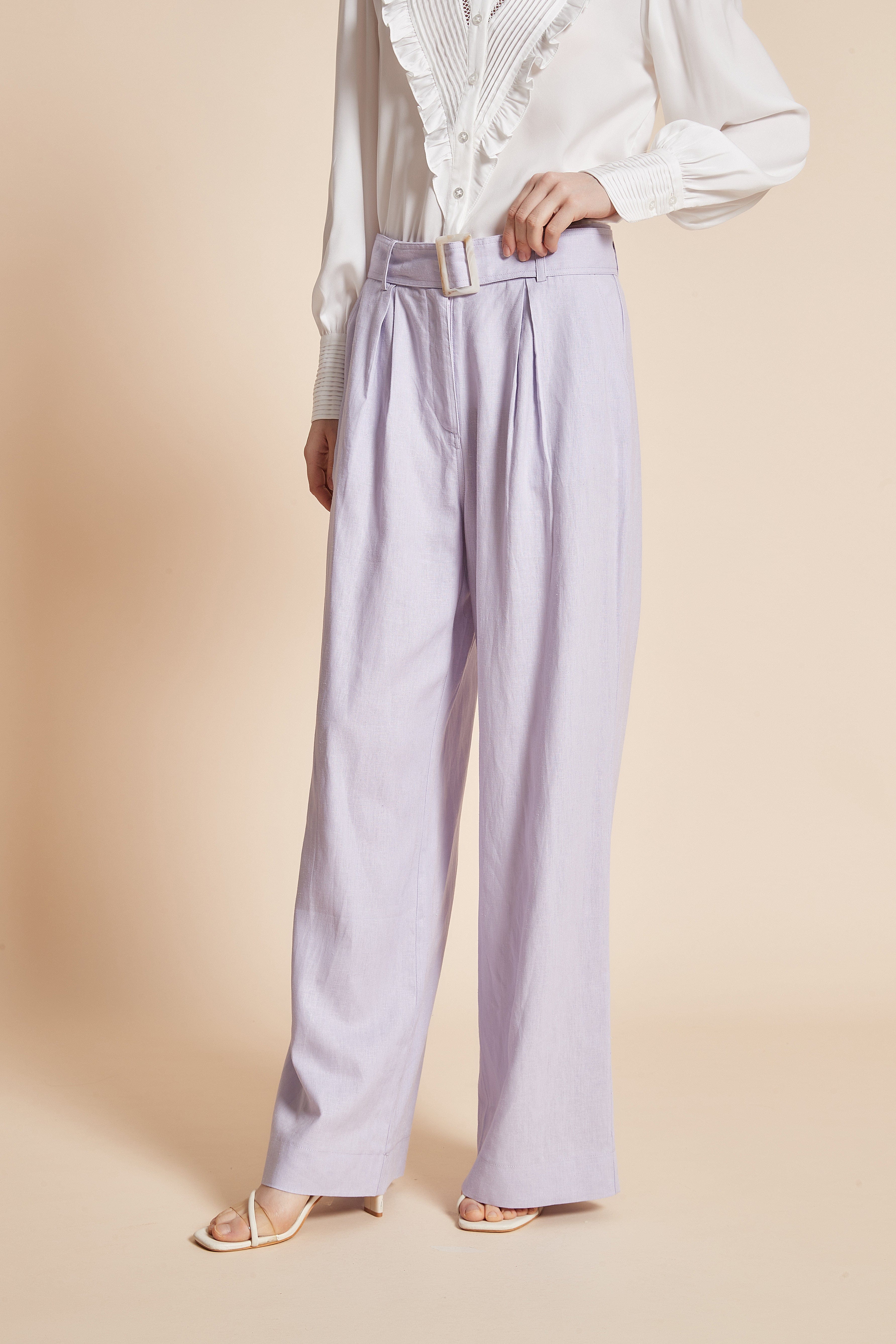 Long Wide Pants With Waist Belt - Image 8