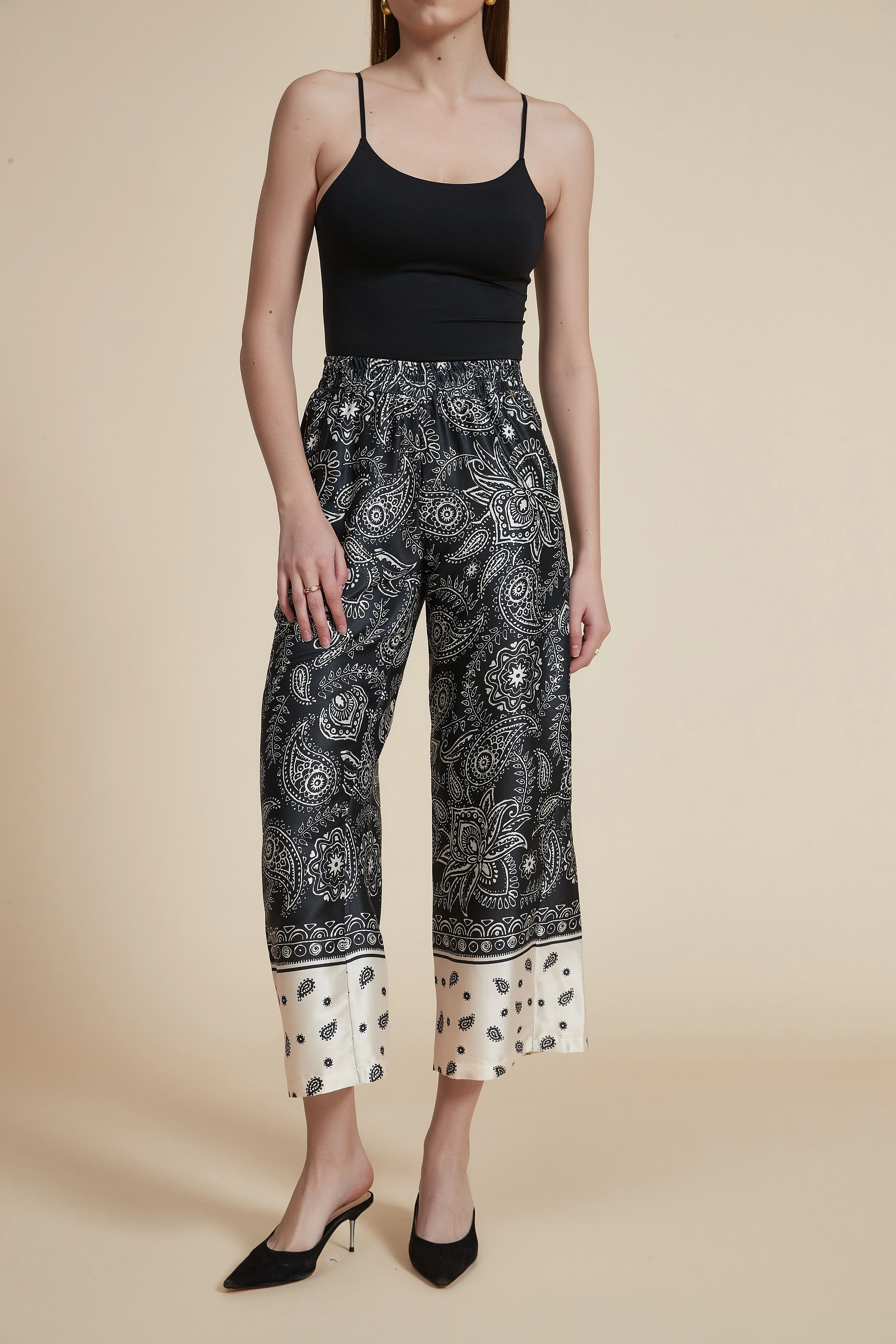 Floral Wide-Leg Midi Pants