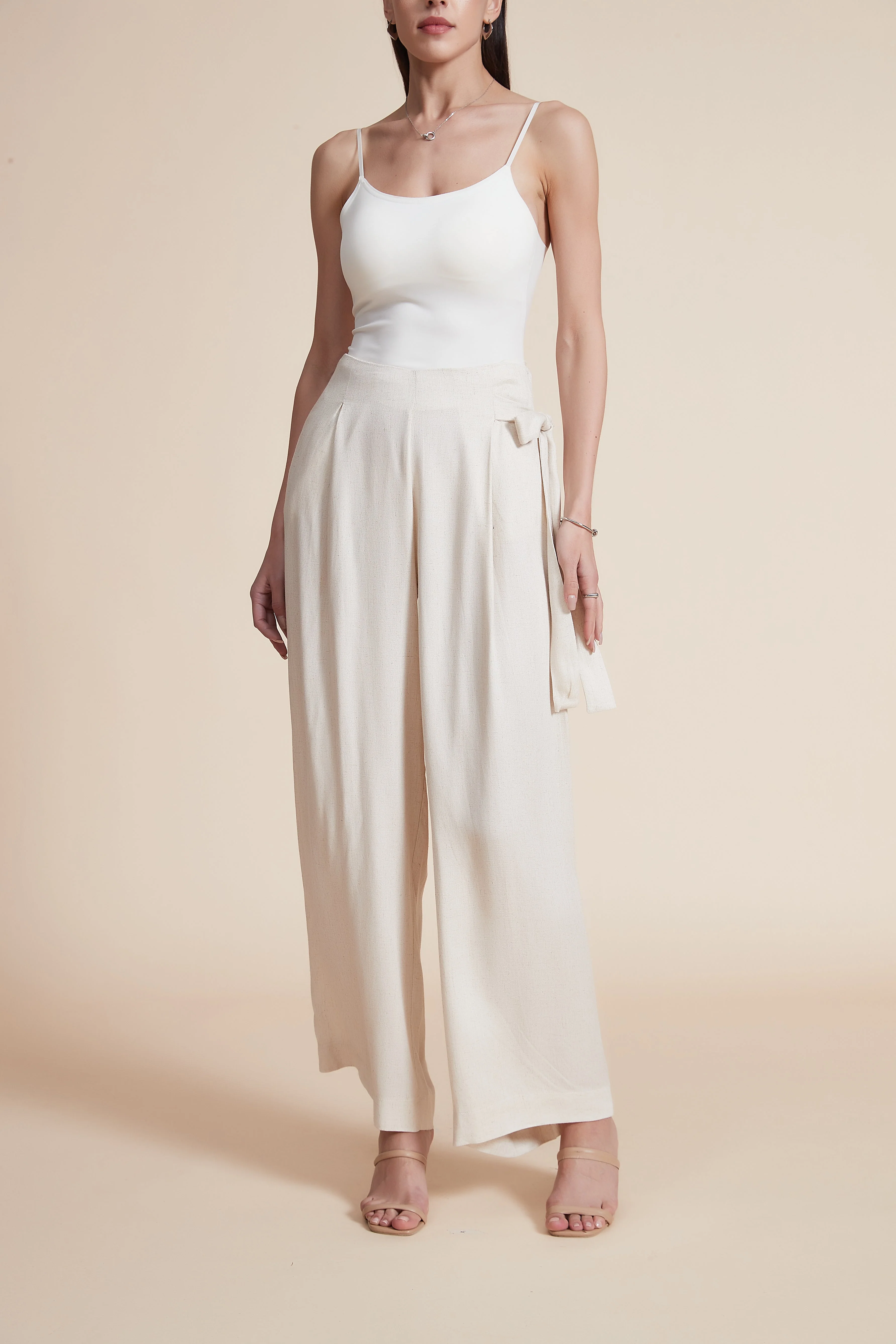 Wide-Leg Ruffled Long Pants