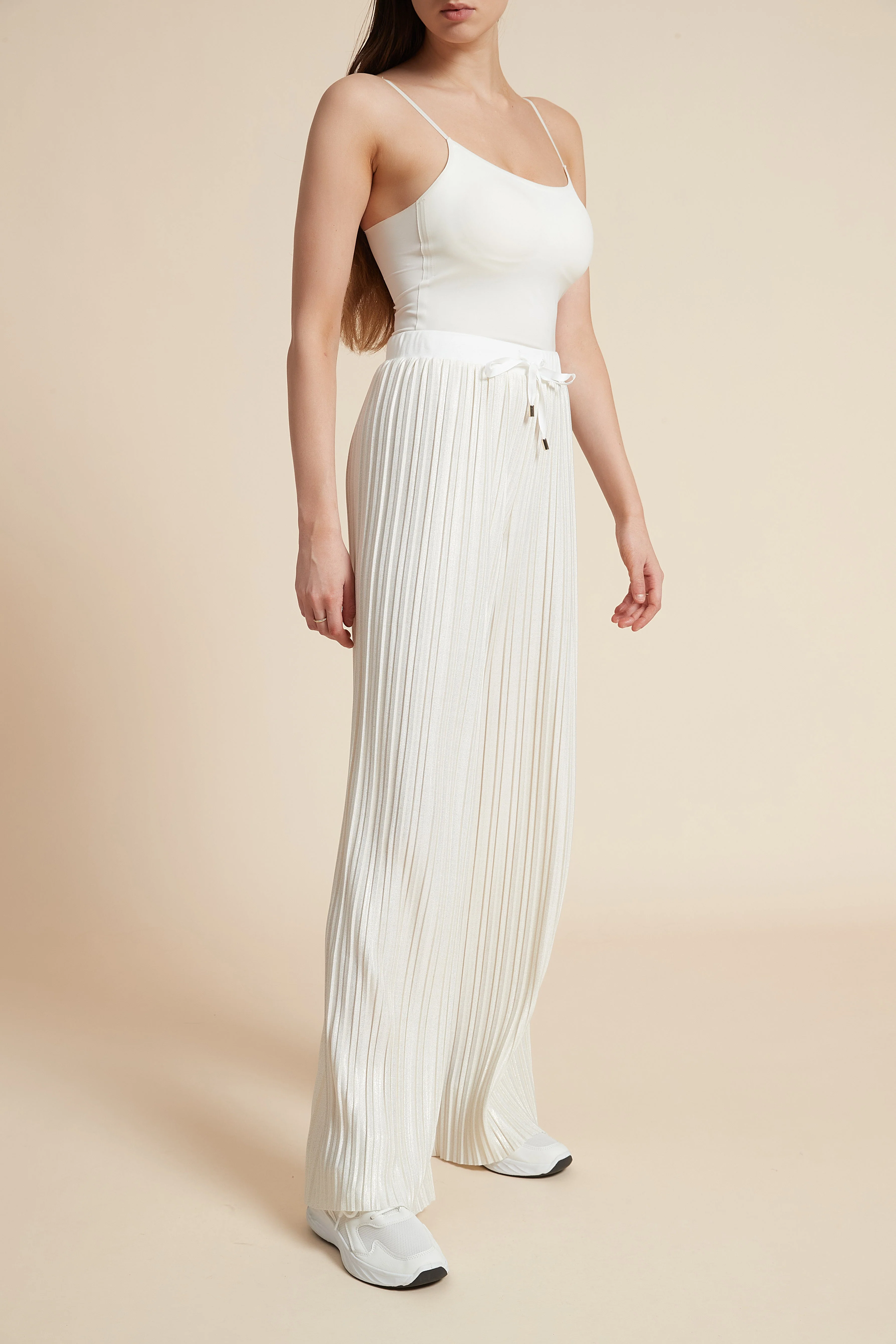 Solid Ribbed Waist Tie Pants - Image 4