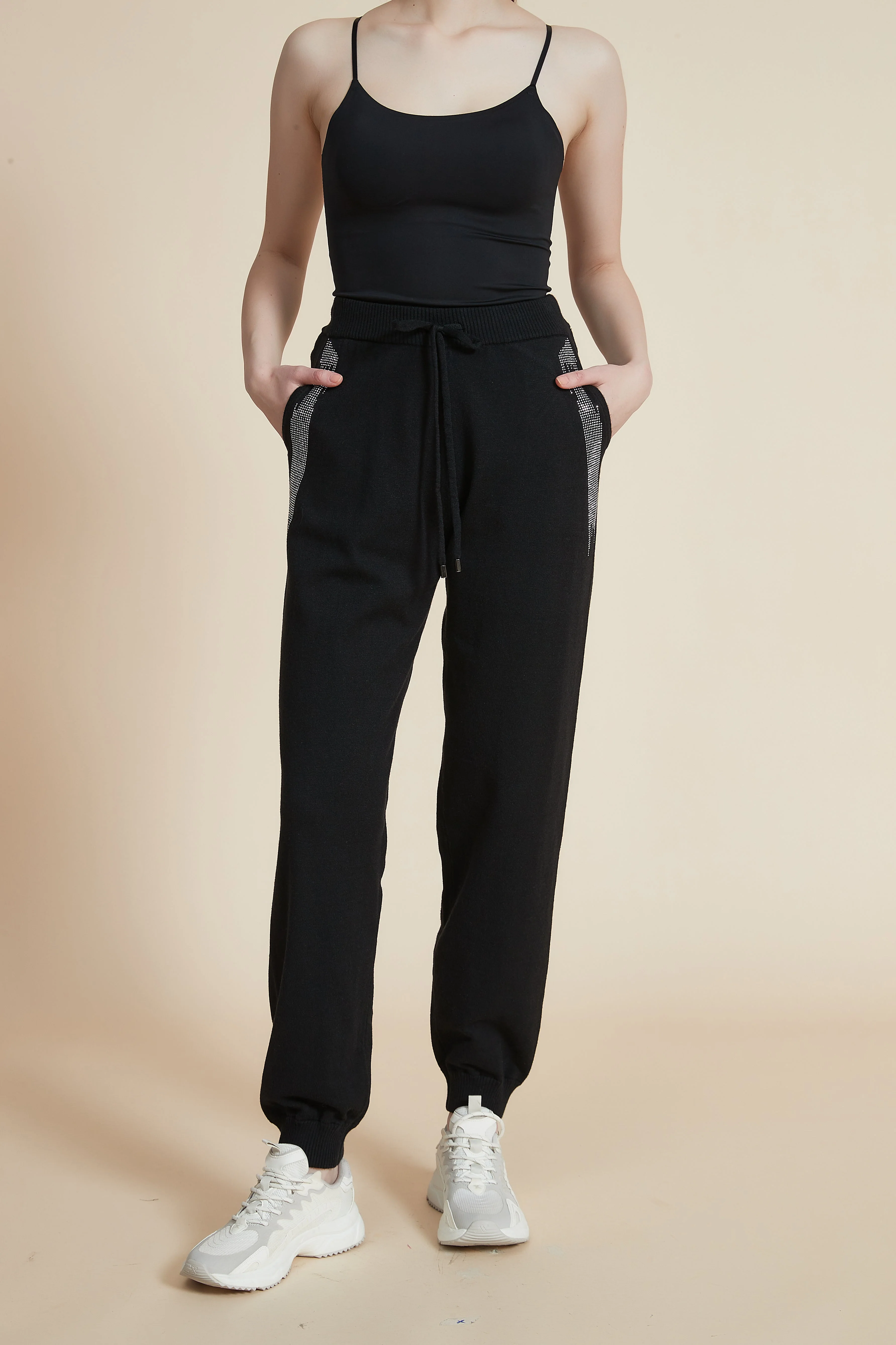 Embellished Sweatpants with Waist Tie