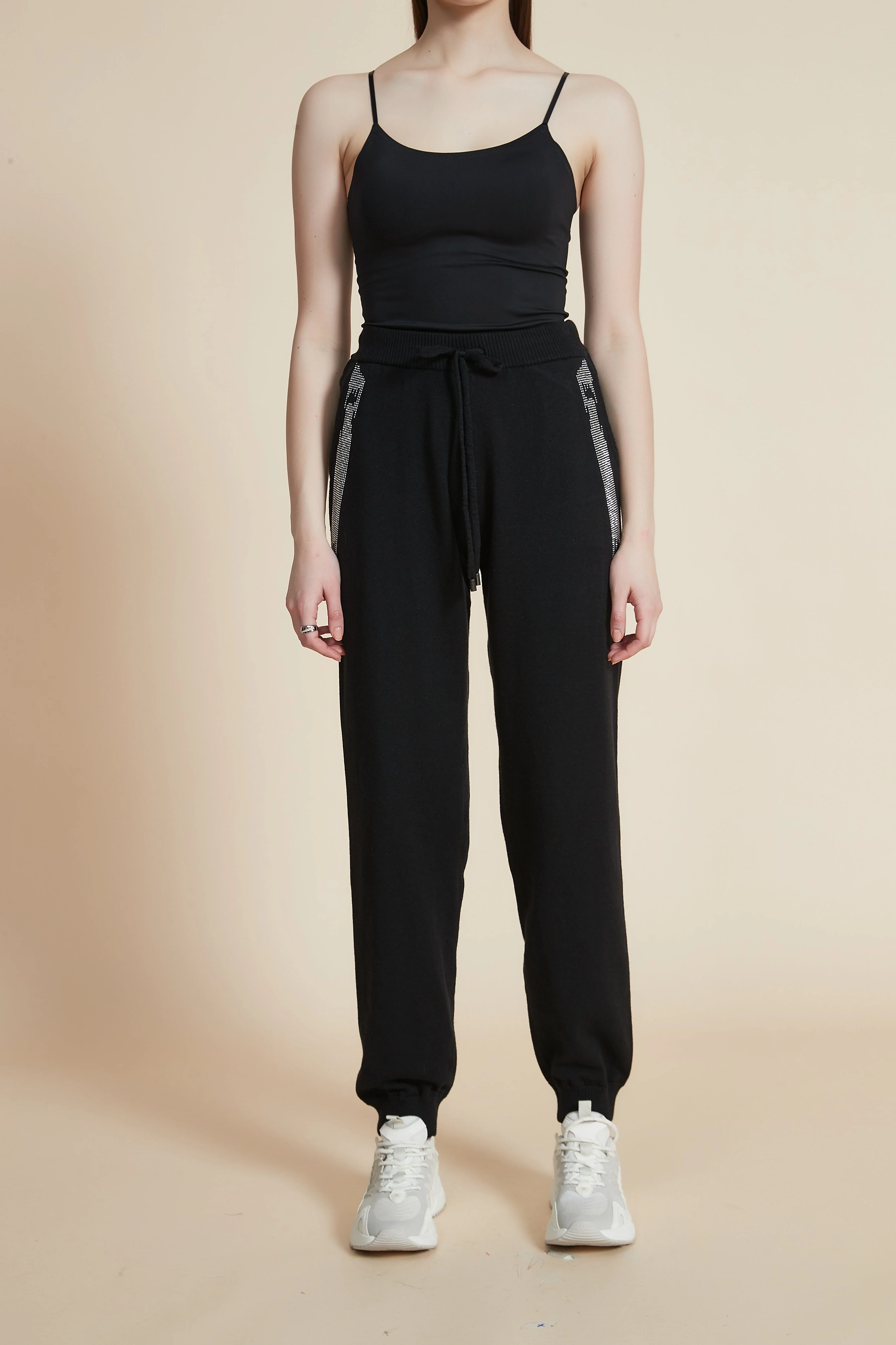 Embellished Sweatpants with Waist Tie - Image 2
