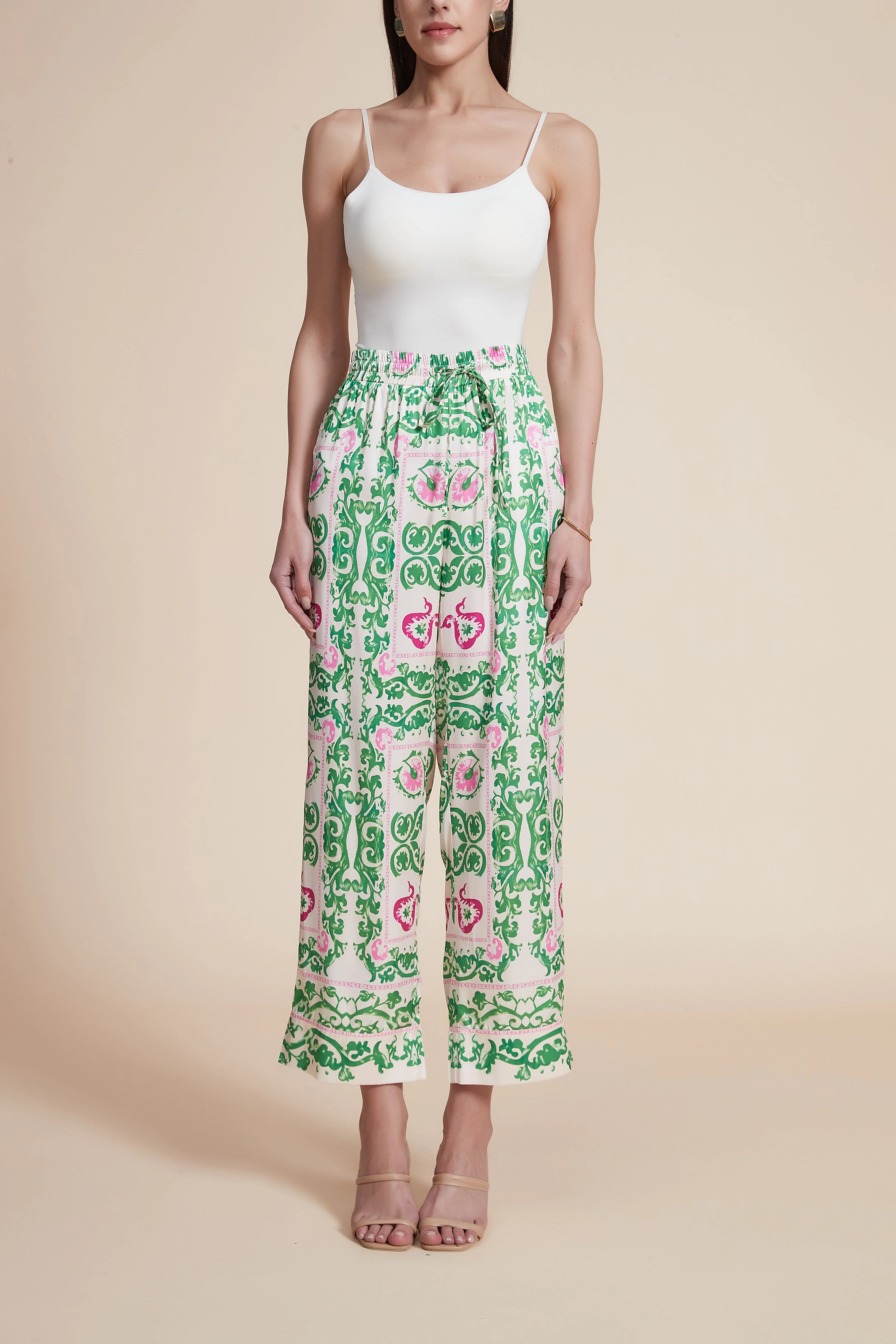High-Waisted Wide-Leg Printed Trousers - Image 2