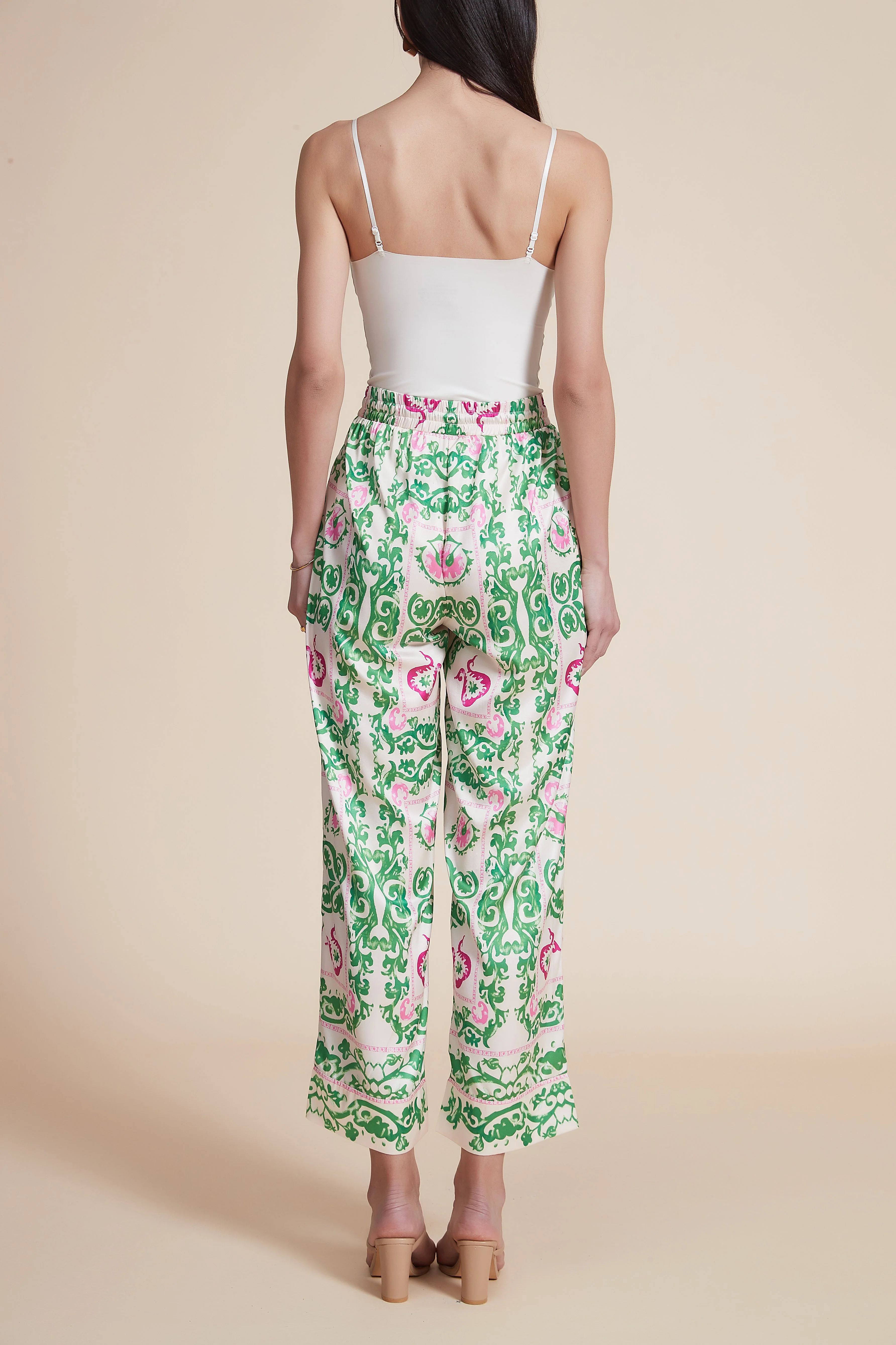High-Waisted Wide-Leg Printed Trousers - Image 3