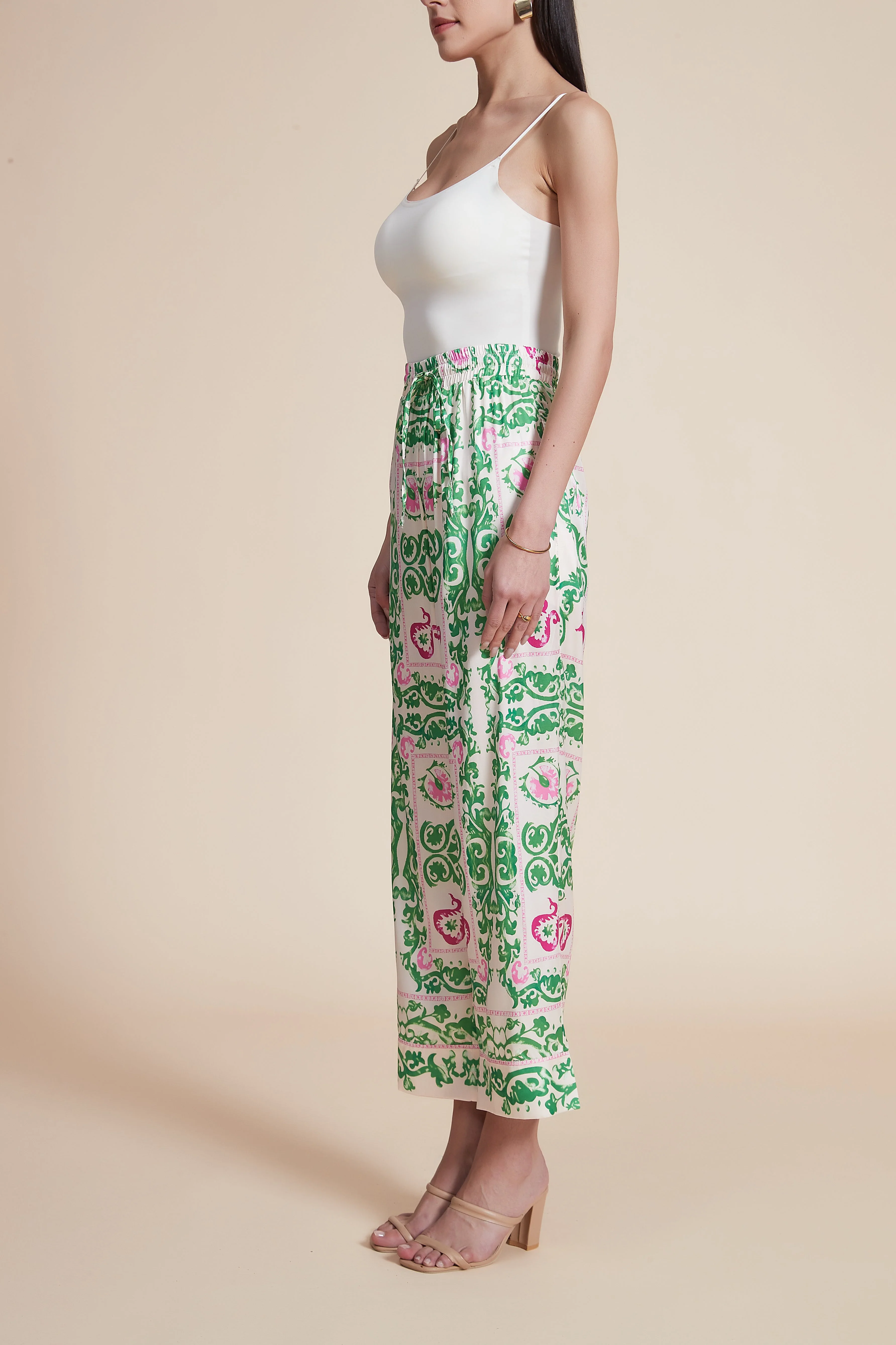 High-Waisted Wide-Leg Printed Trousers - Image 6
