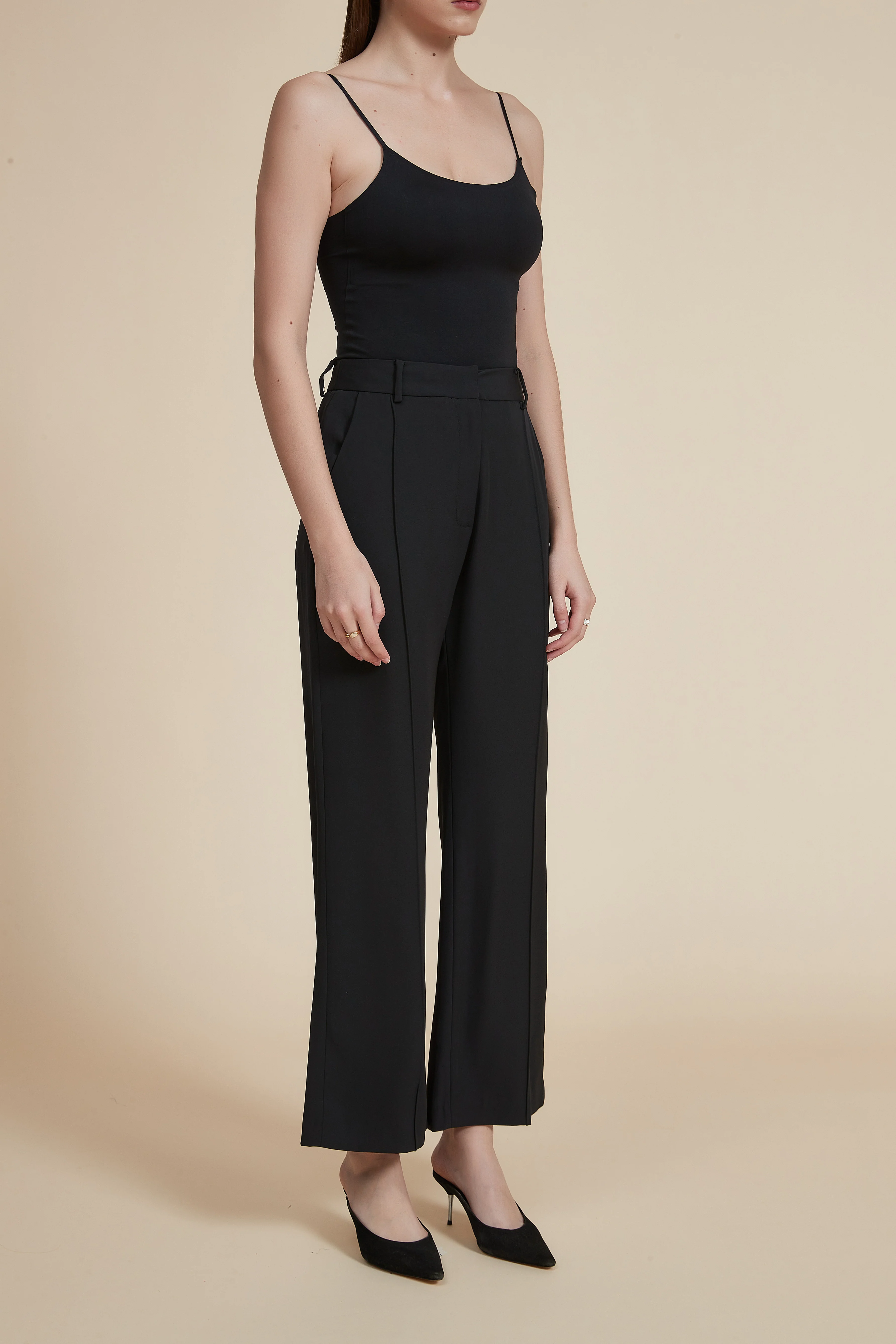 Plain Wide-Leg Ankle-Length Pants - Image 10