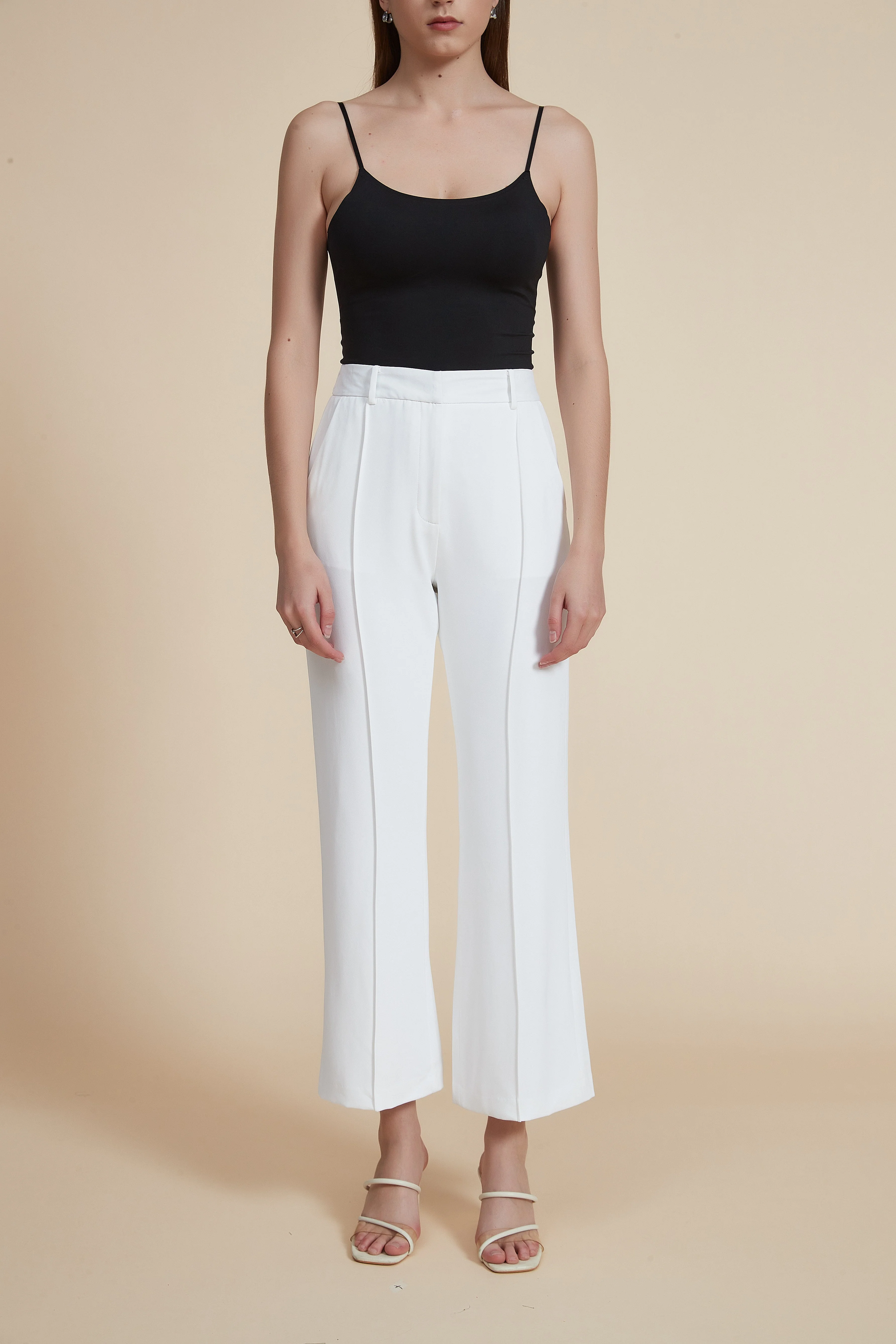 Plain Wide-Leg Ankle-Length Pants - Image 2