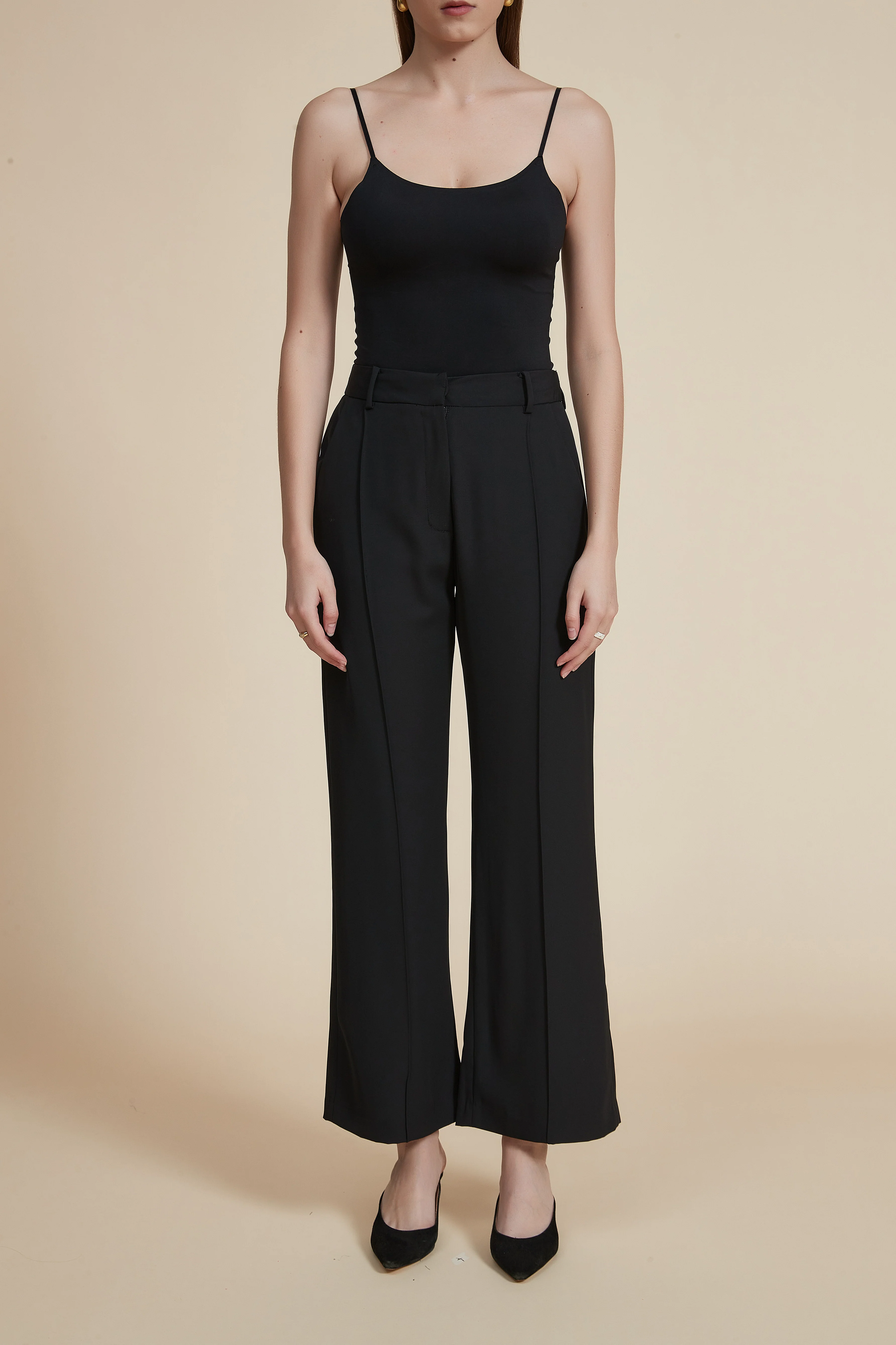 Plain Wide-Leg Ankle-Length Pants - Image 8