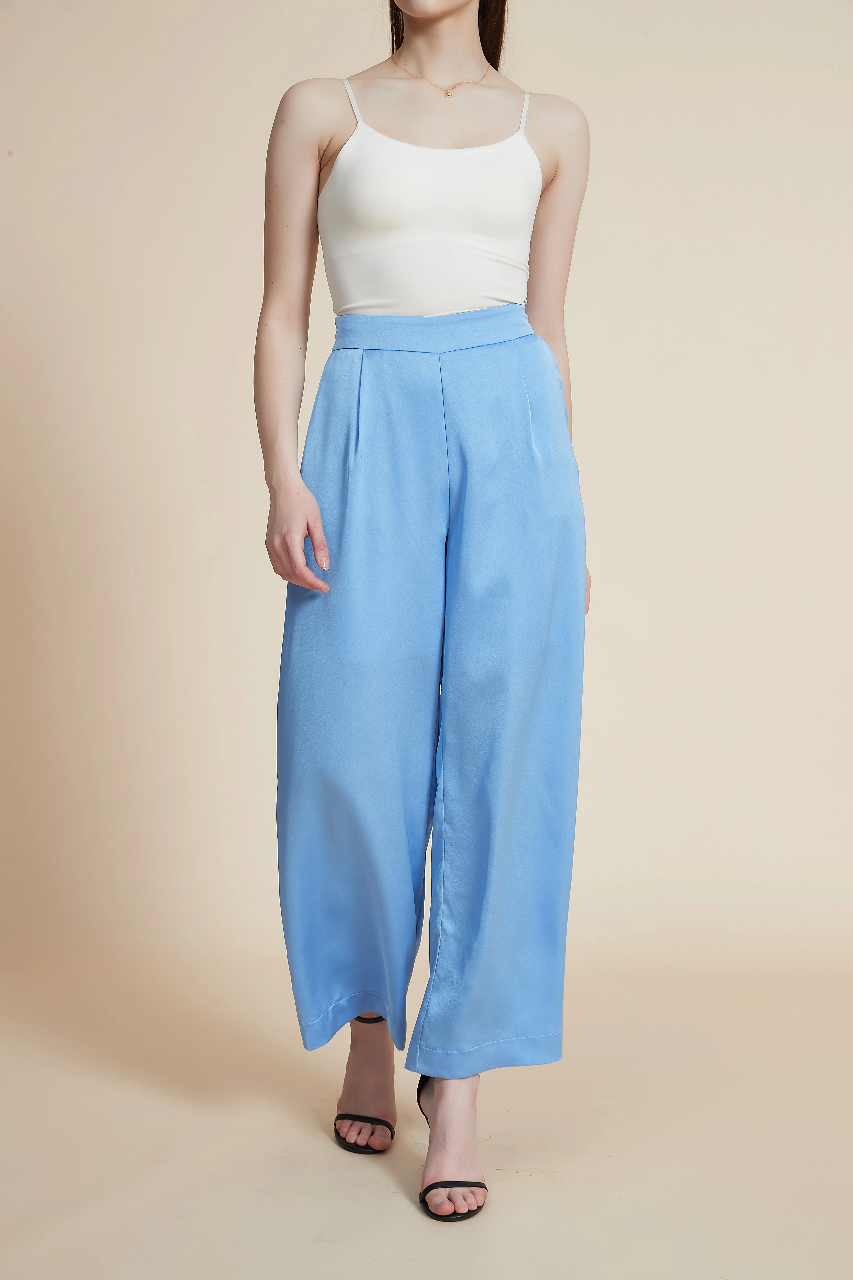 Women's Wide-Leg Trousers with Long Legs, Solid Color