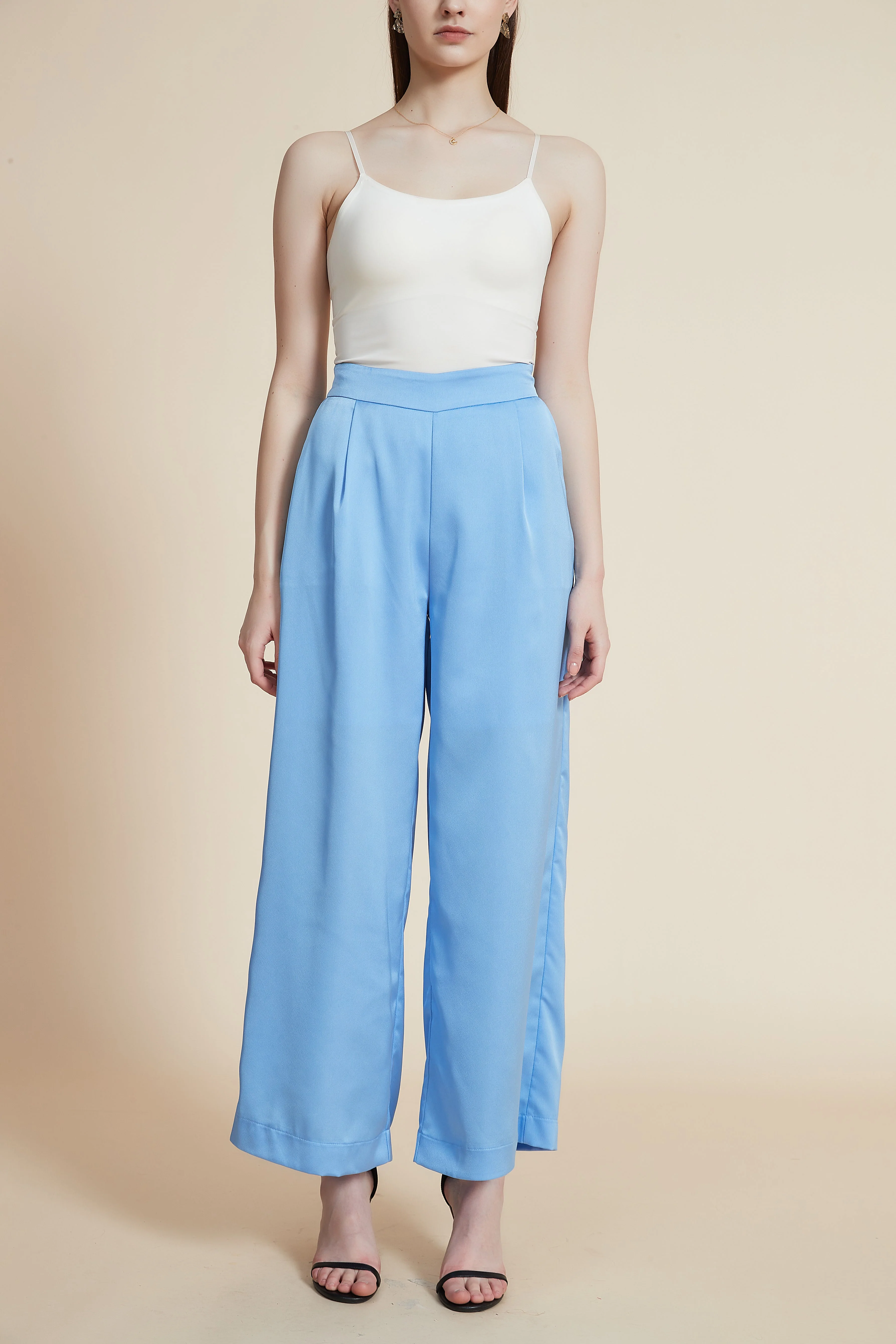 Women's Wide-Leg Trousers with Long Legs, Solid Color - Image 2