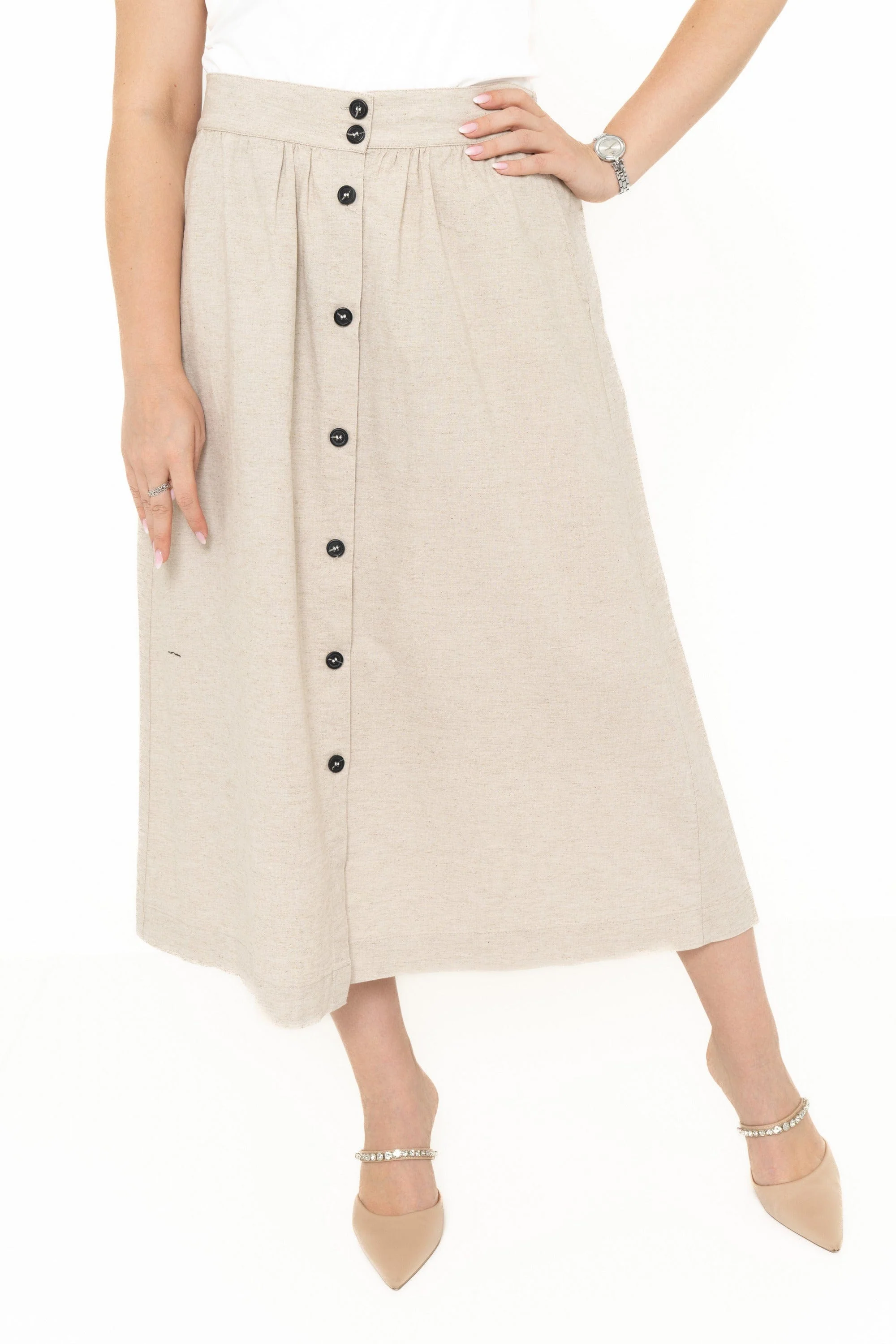 High-Waisted Skirt With Front Buttons - Image 6