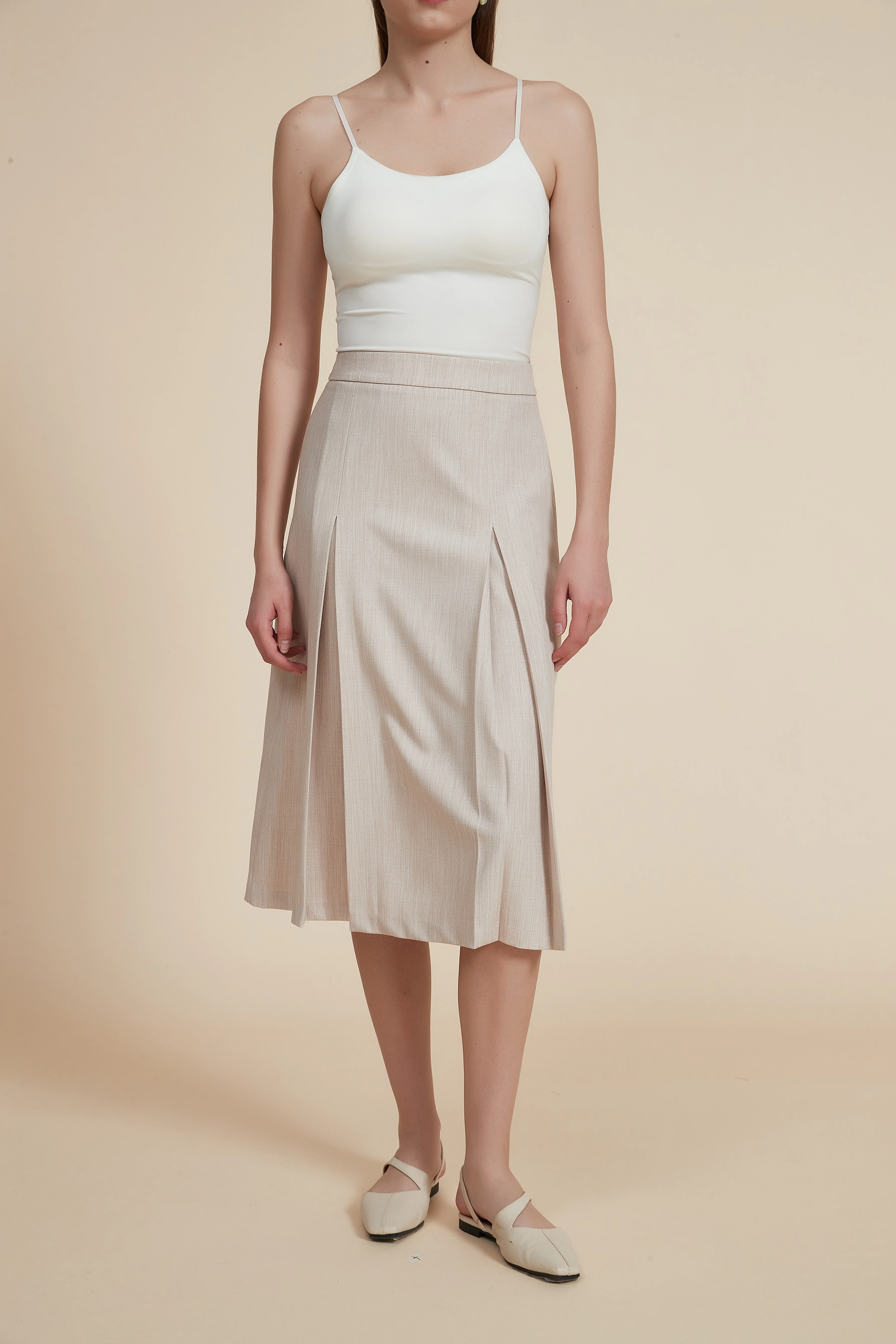 Ruffled Midi Skirt with Side Details