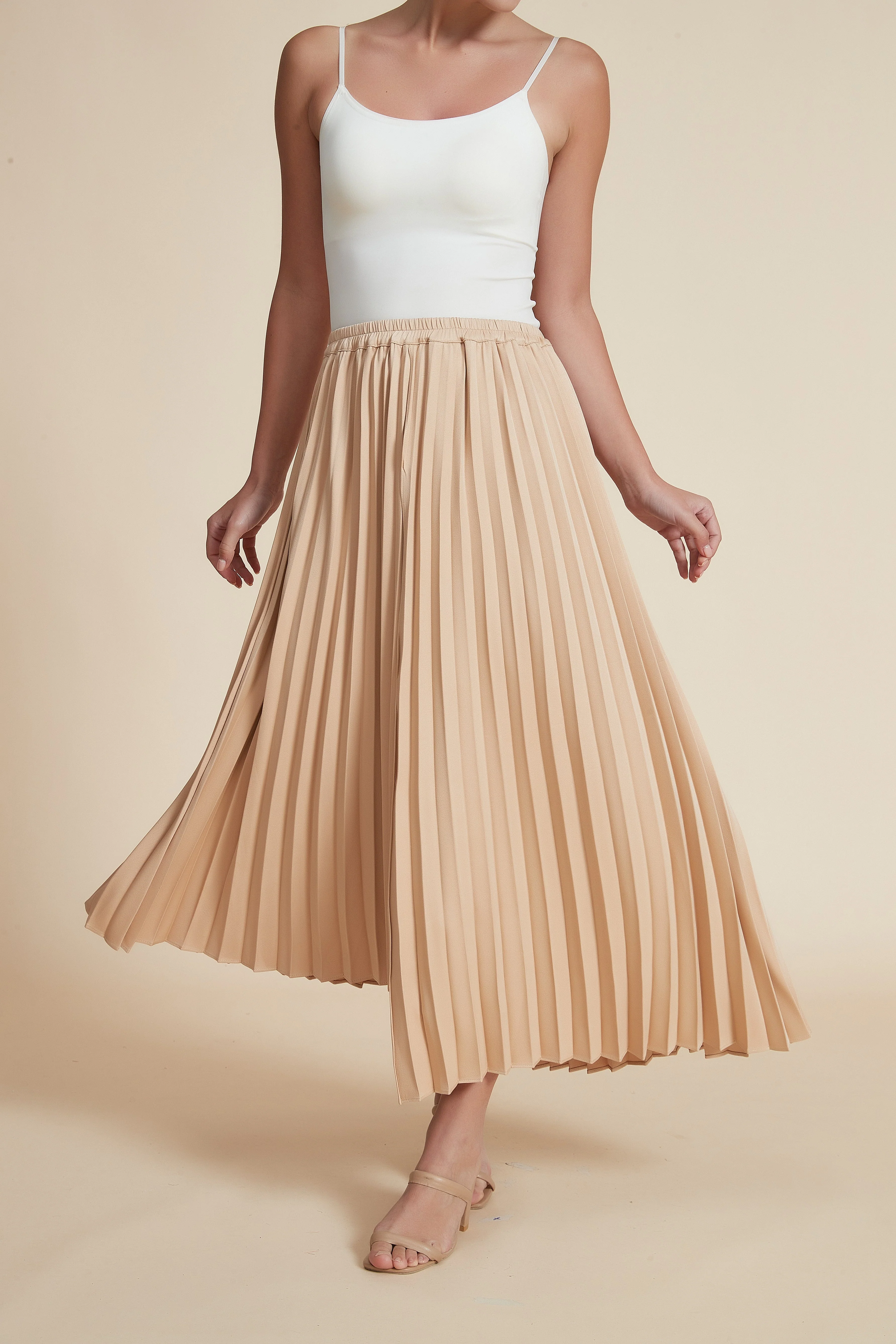 Asymmetrical Pleated Midi Skirt