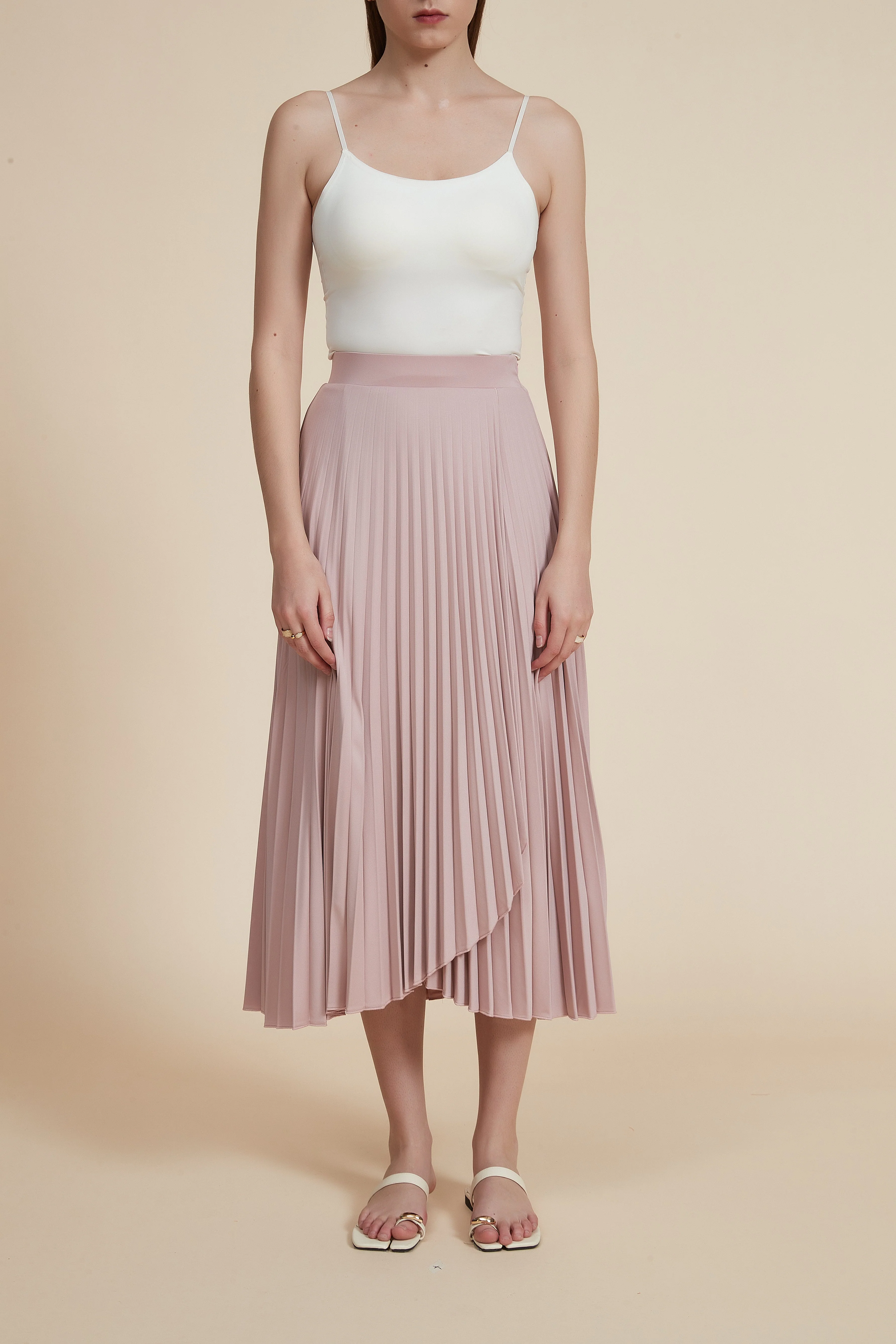 High-Waisted Pleated Midi Skirt - Image 2