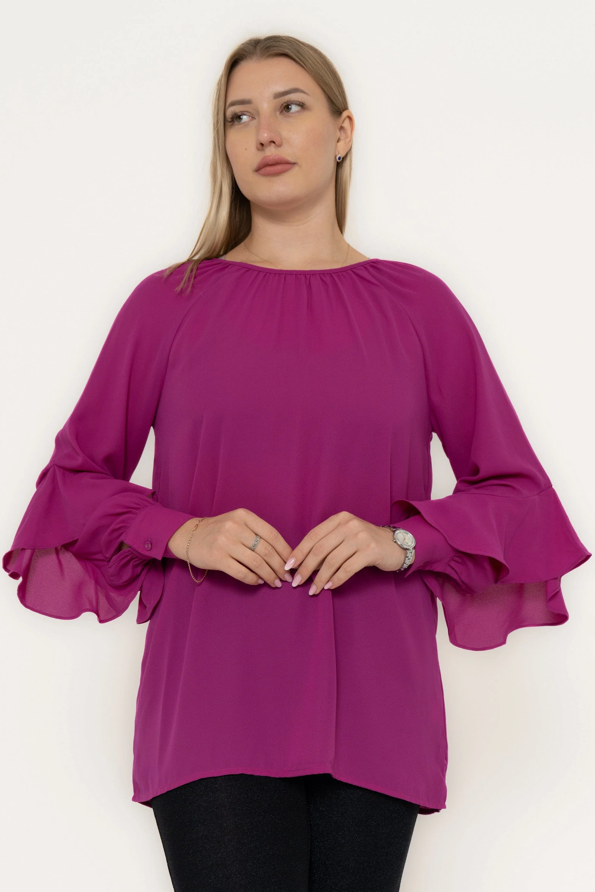 Long Sleeve Ruffled Blouse